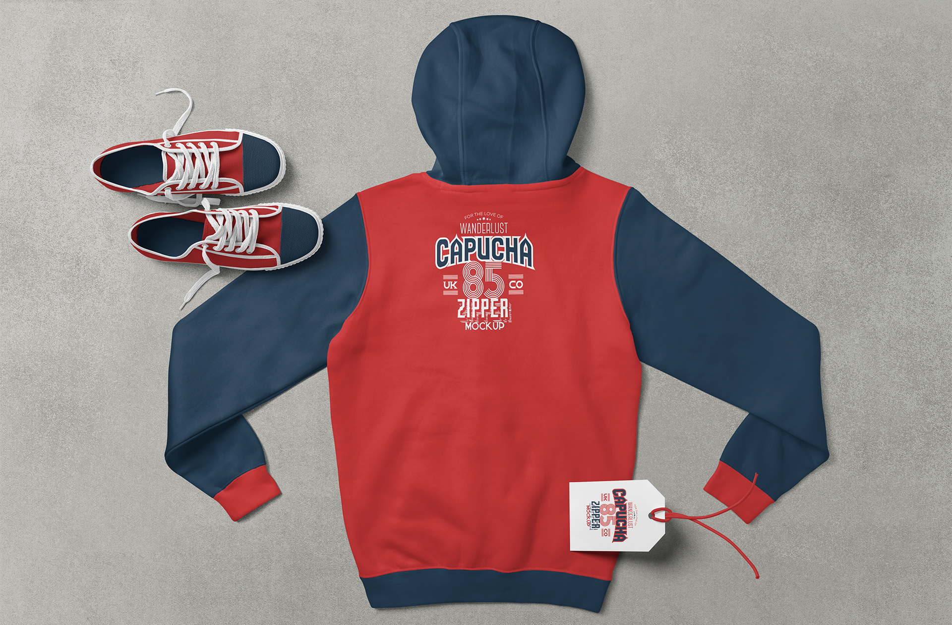 Back Angle Zipper Hoodie Mockup ?? Fashion PSD