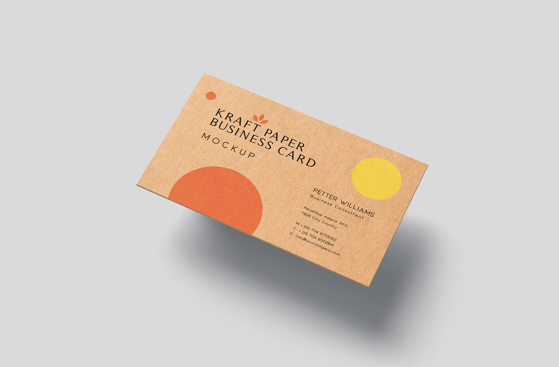 Kraft Paper Business Card Mockup – Perspective View