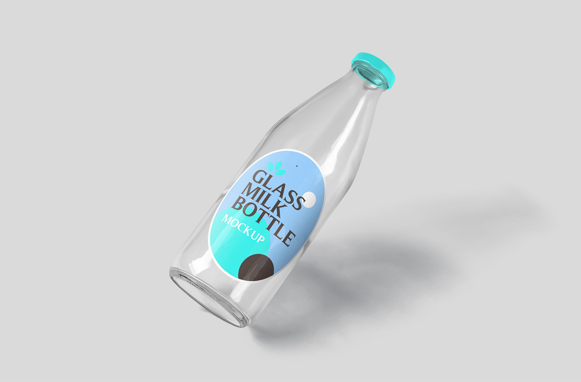 Glass Milk Bottle Mockup – Floating Transparent Design