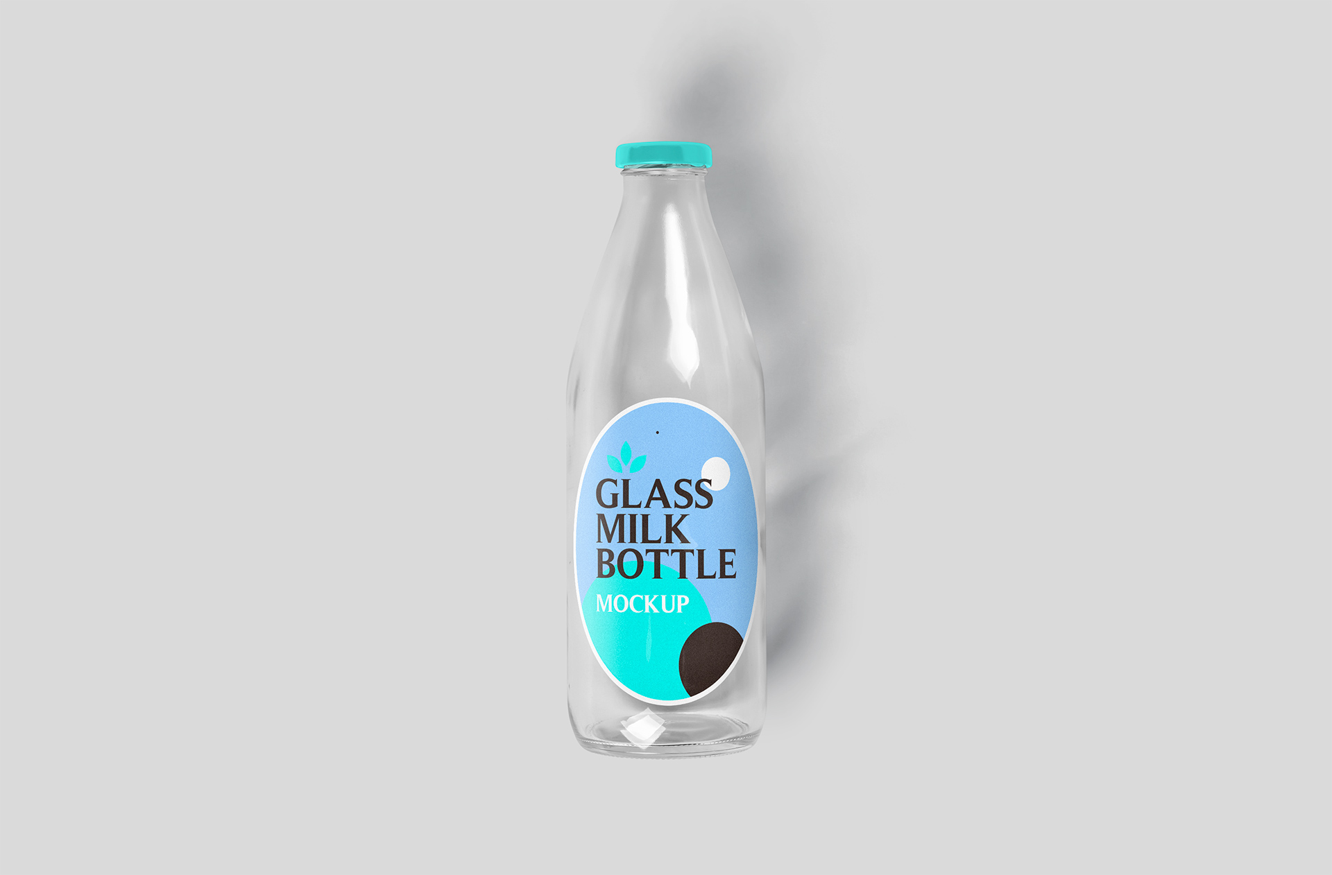 Realistic Glass Milk Bottle Mockup – Front View
