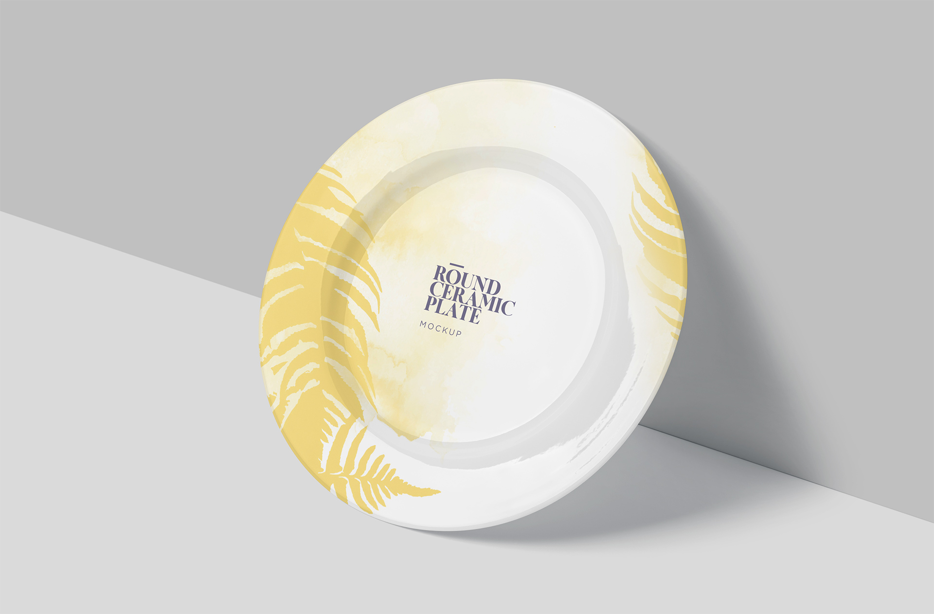 Standing Round Ceramic Plate Mockup – High-Resolution