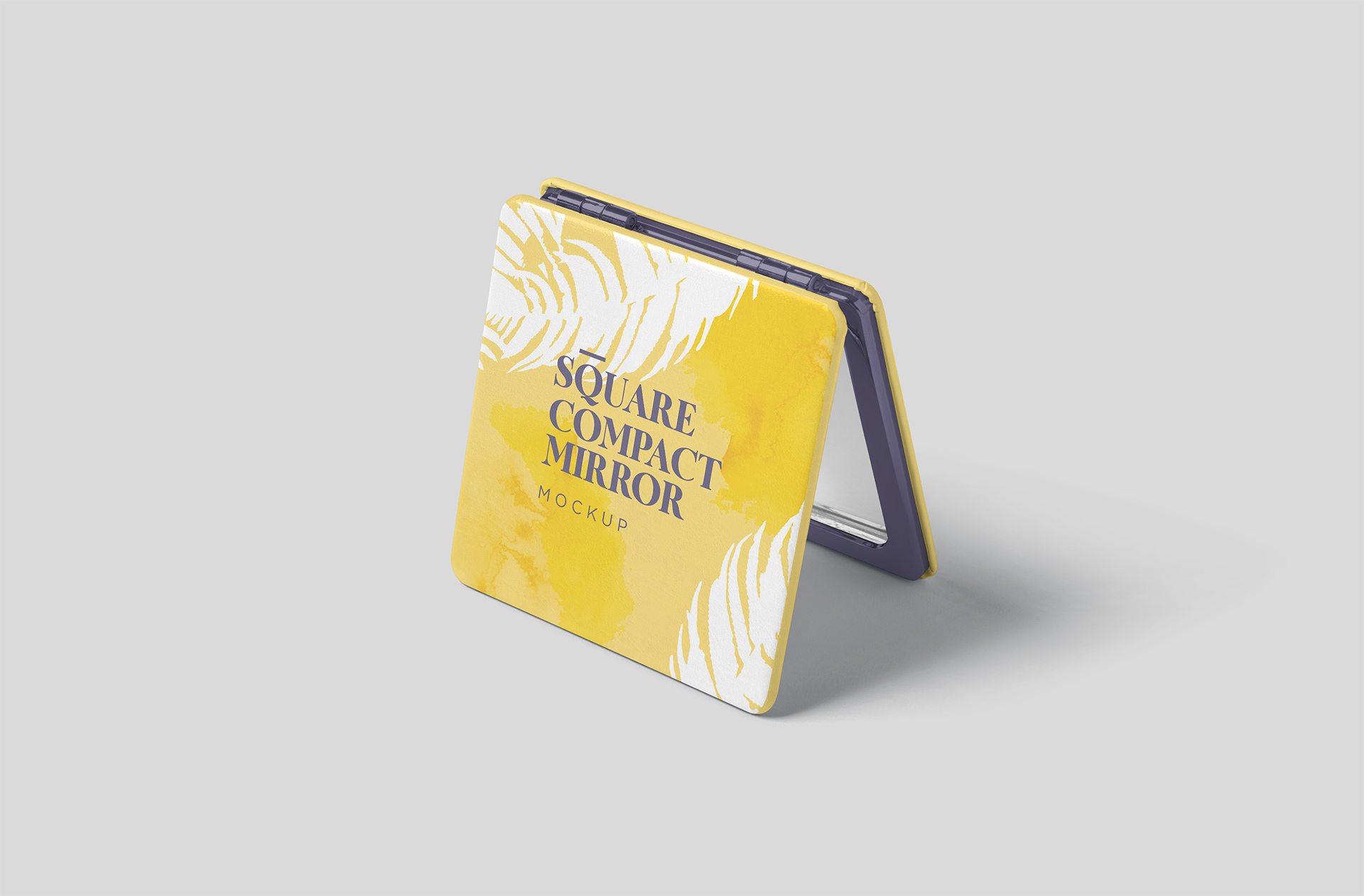 Elegant Square Compact Mirror Mockup – Half Open
