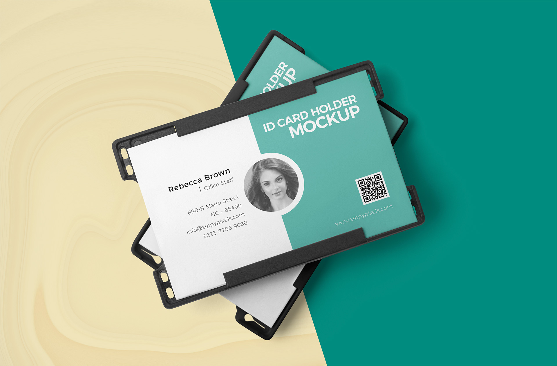 Employee ID Card Holder Mockup with Custom Badge