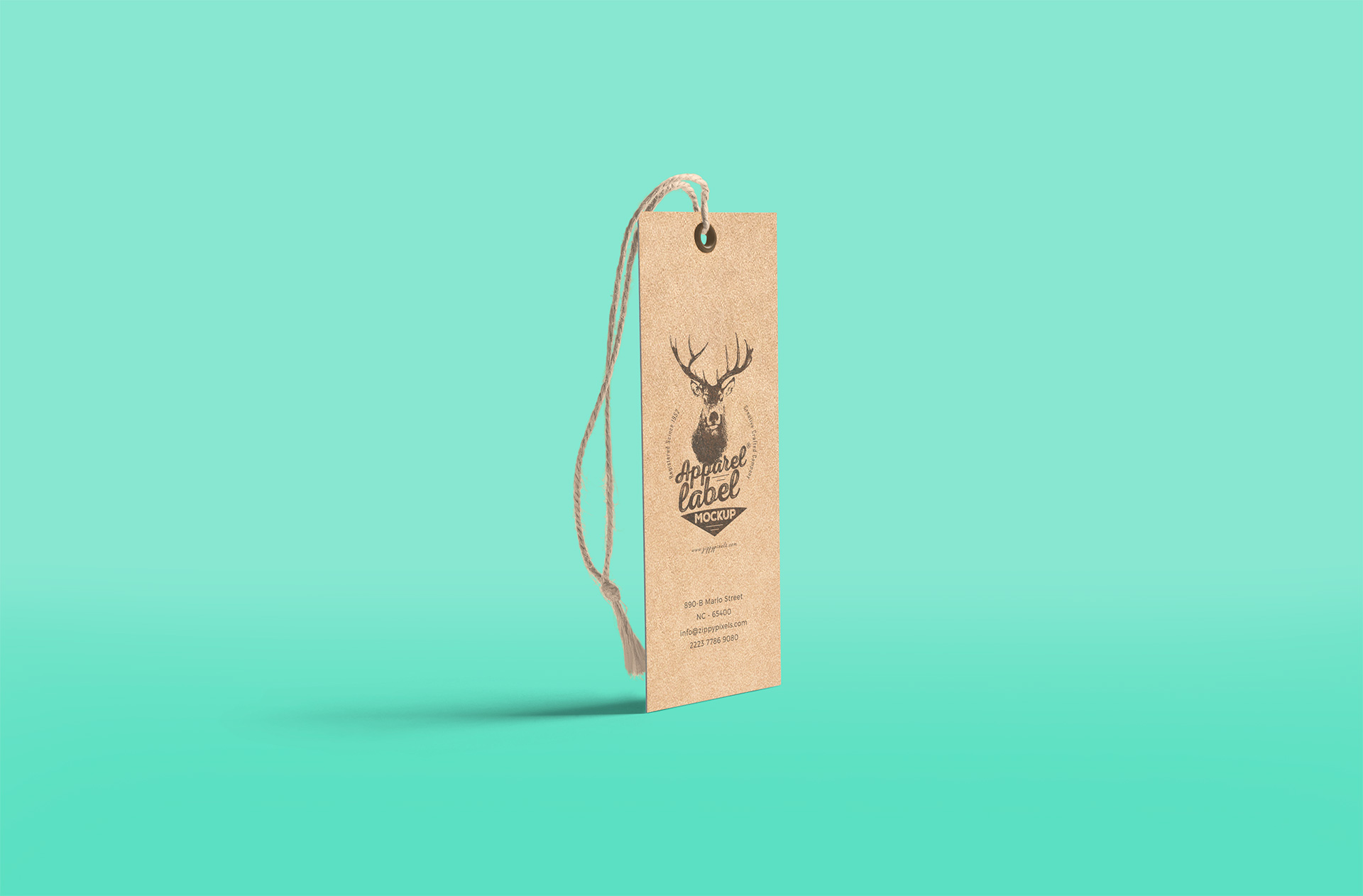 Vertical Kraft Paper Label Tag Mockup with Rope
