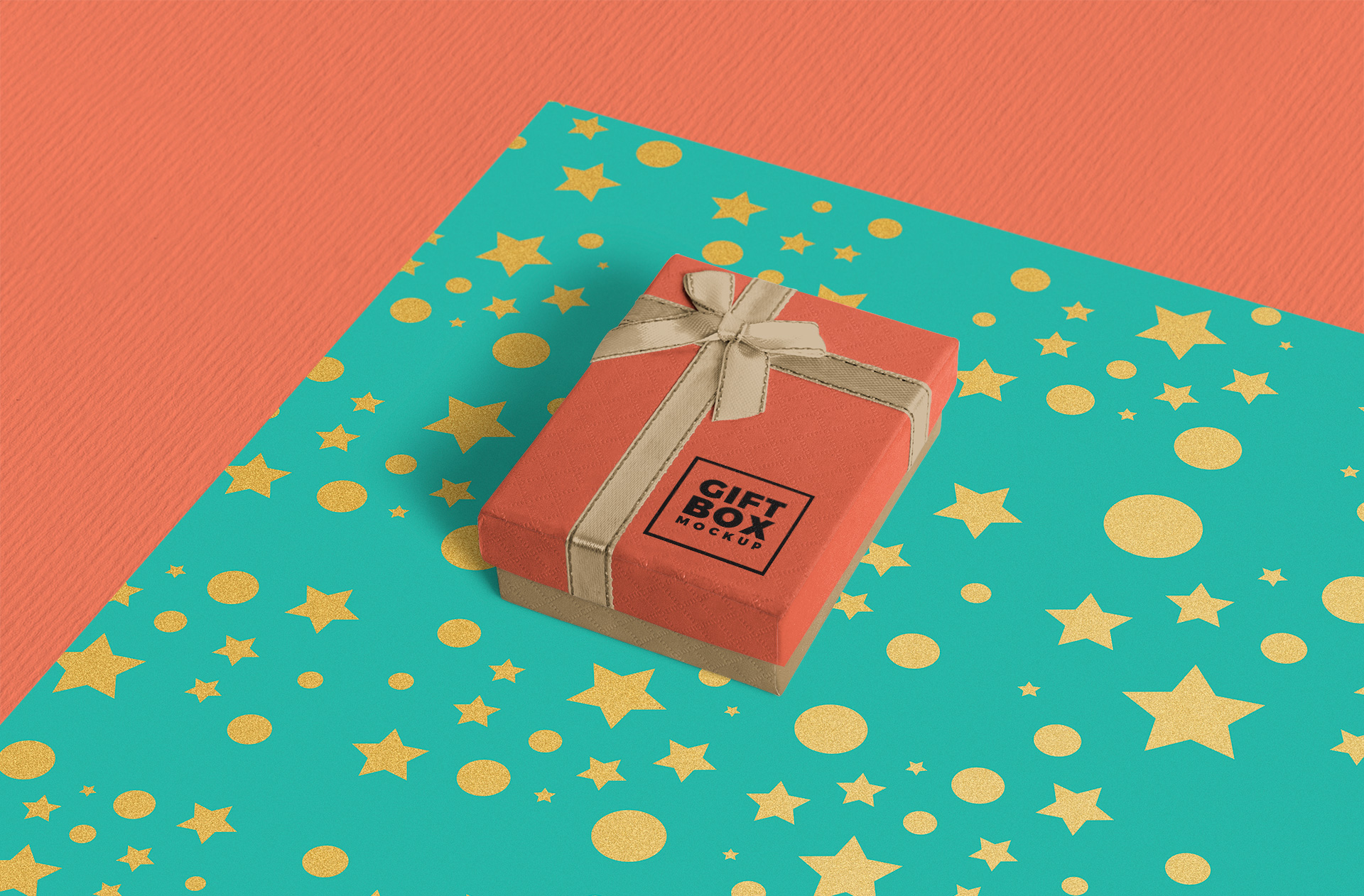 Gift Box Mockup with Ribbon and Realistic Packaging