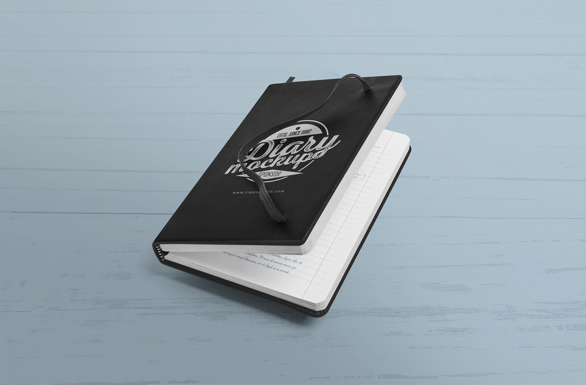 Hardcover Diary Mockup with Elastic Band Design