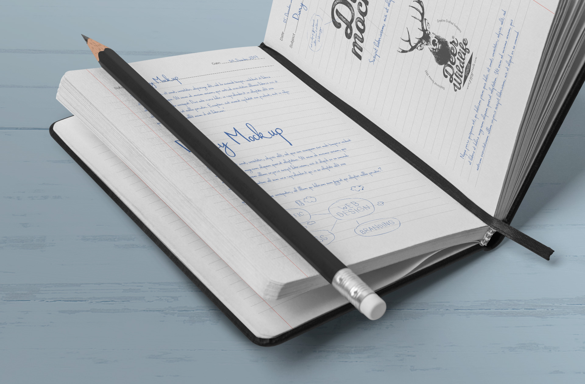 black diary cover mockup