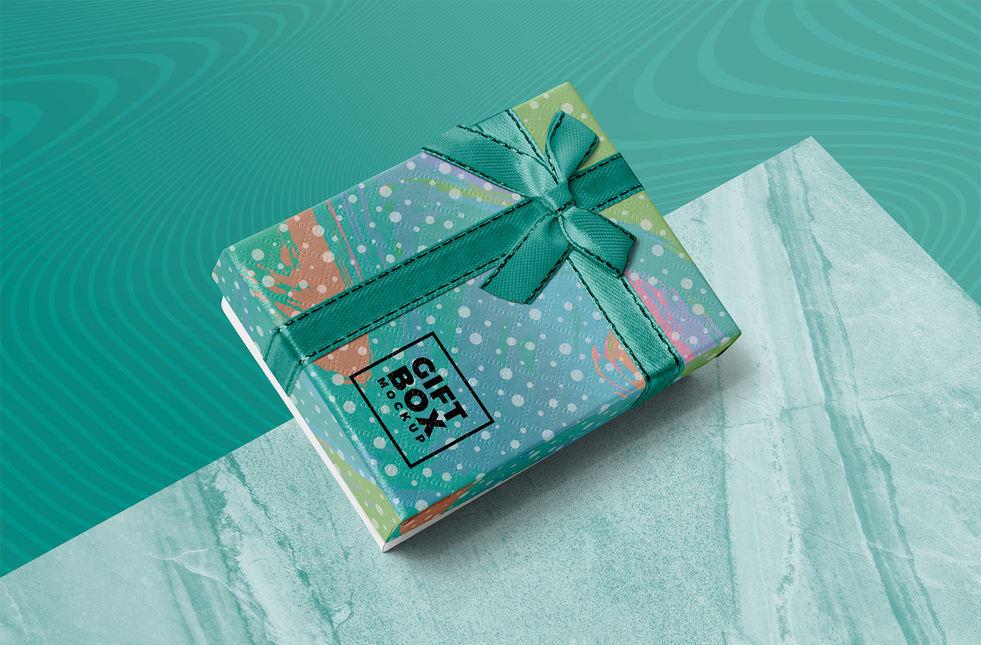 Gift Box Mockup with Ribbon and Custom Packaging Design