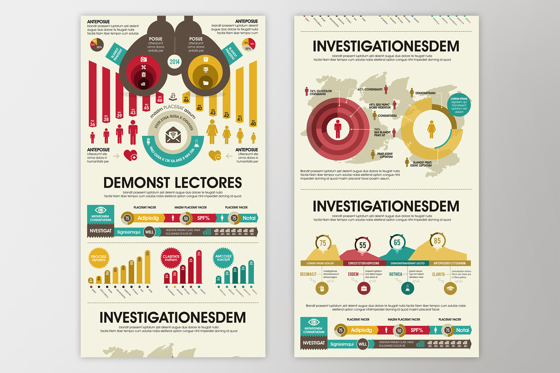Awesome Infographics Design Template for Stats – 3 Color Options