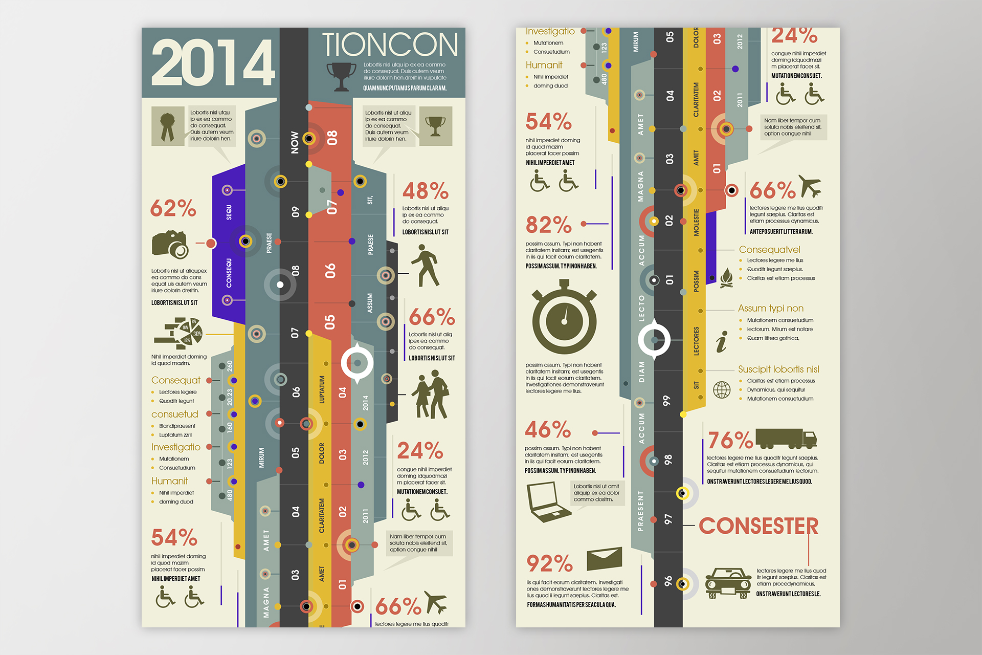 Timeline Infographics Template – 3 Colors