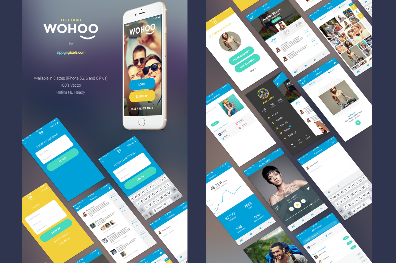 WOHOO – FREE Mobile UI KIT