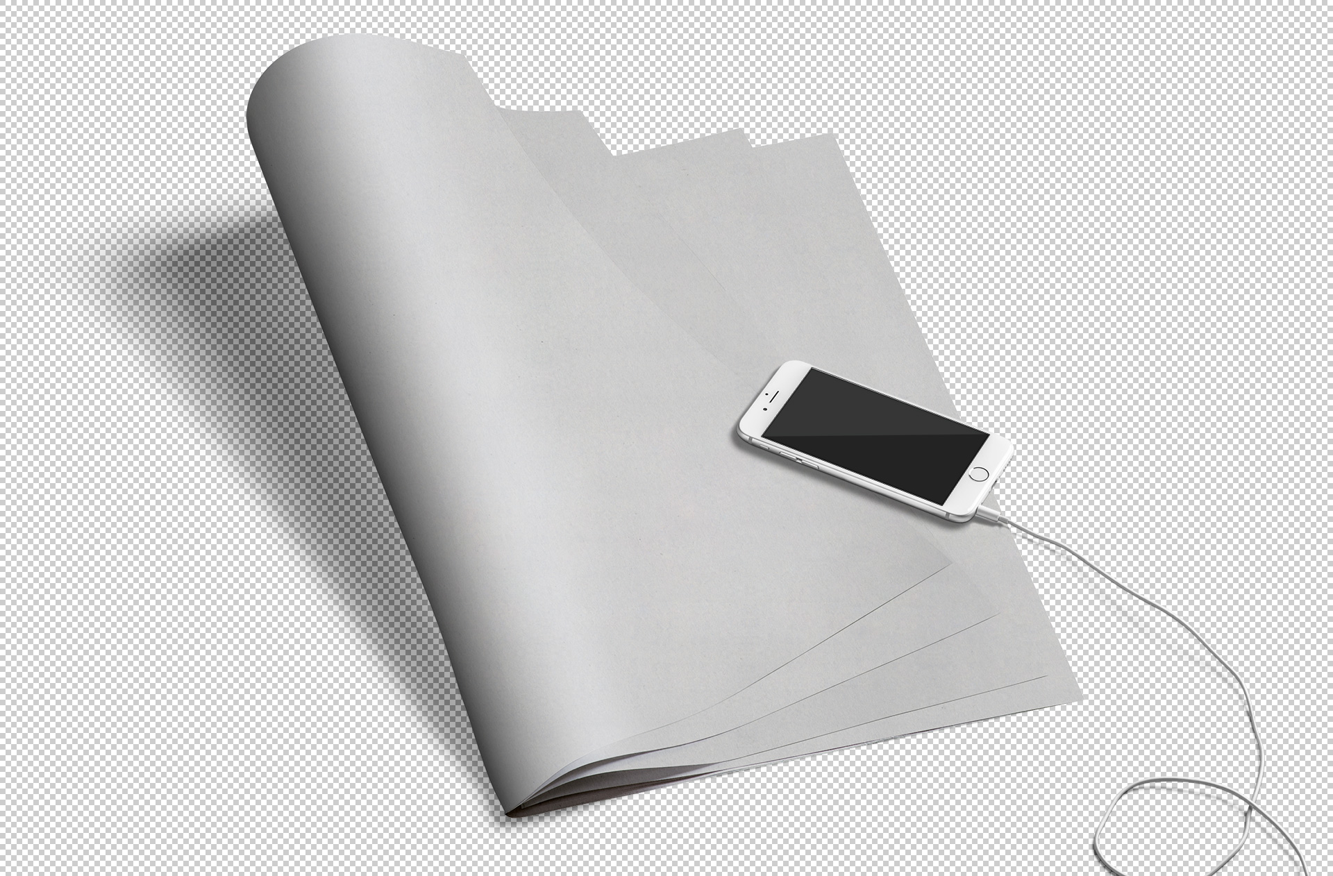 A3 curved newspaper mockup