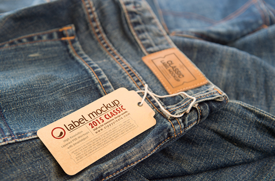 Classic Paper Label Mockup – Denim Clothing Tag