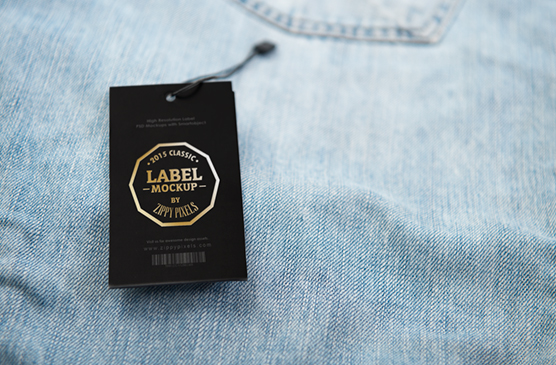 Black Luxury Label Mockup – Modern Clothing Tag