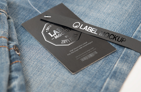 Black Clothing Label Mockup – Jeans Hang Tag