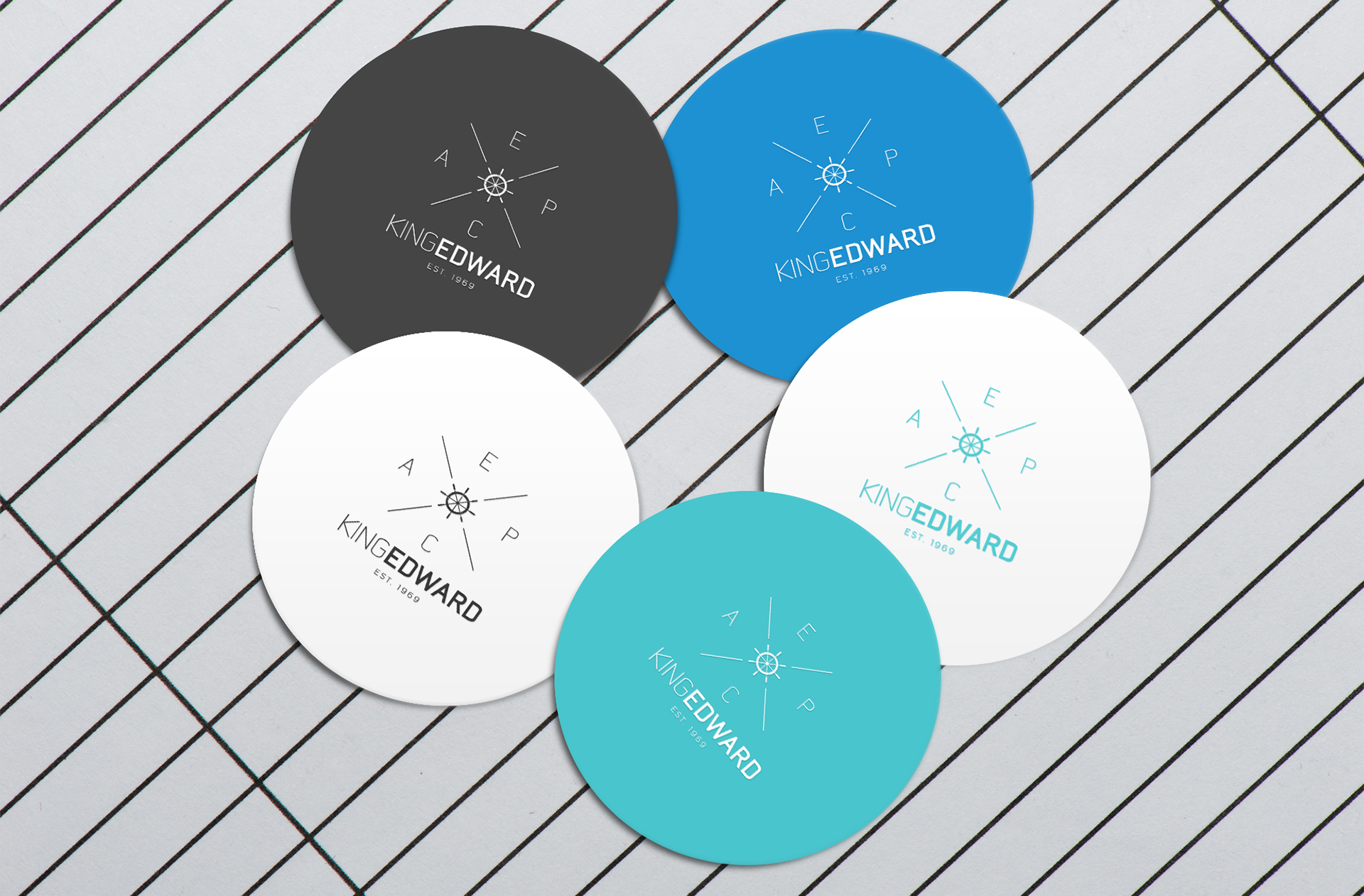 King Edward Circular Logo Mockup – 5 Color Variants