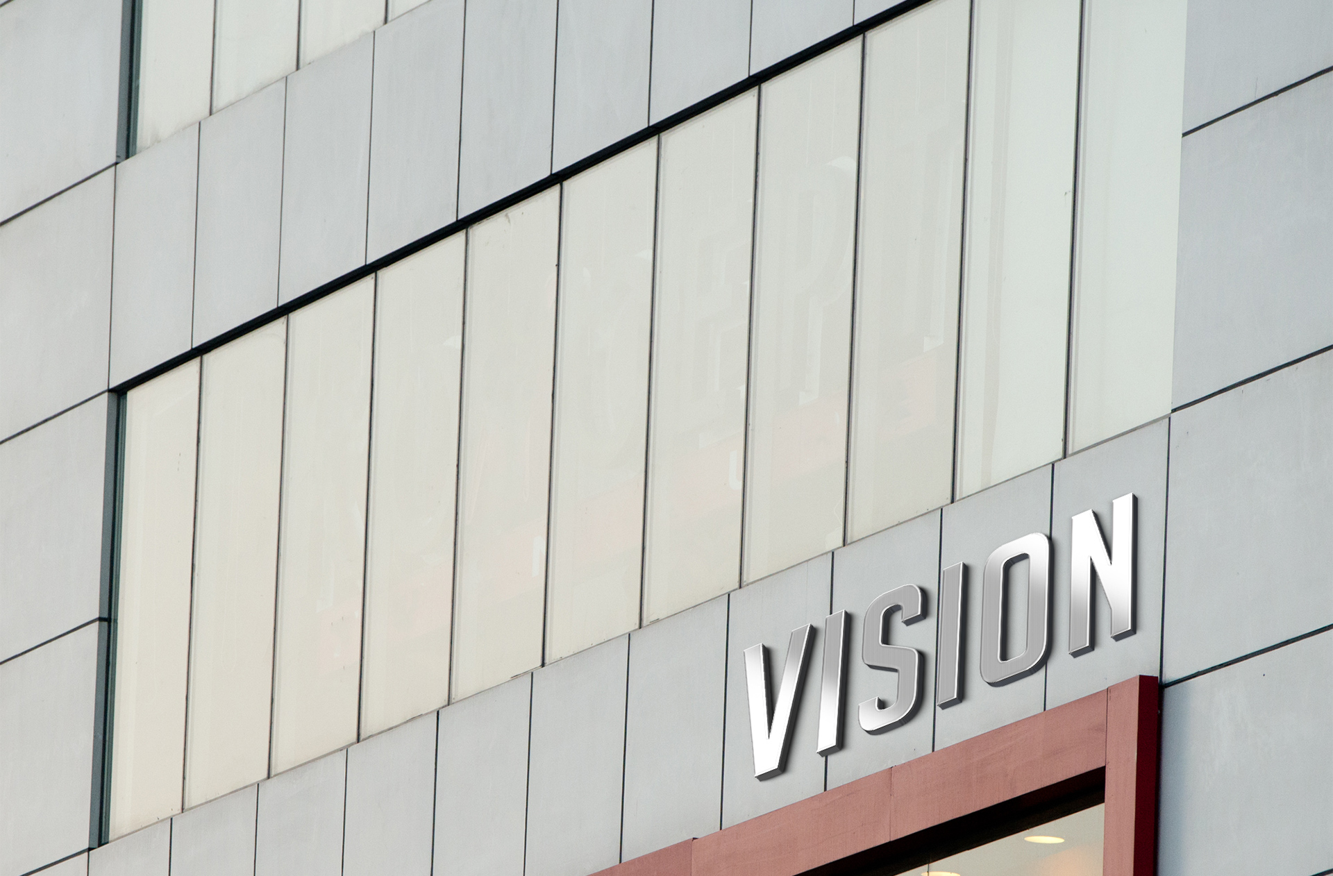 Vision Exterior Building Signage Mockup – Realistic 3D Logo