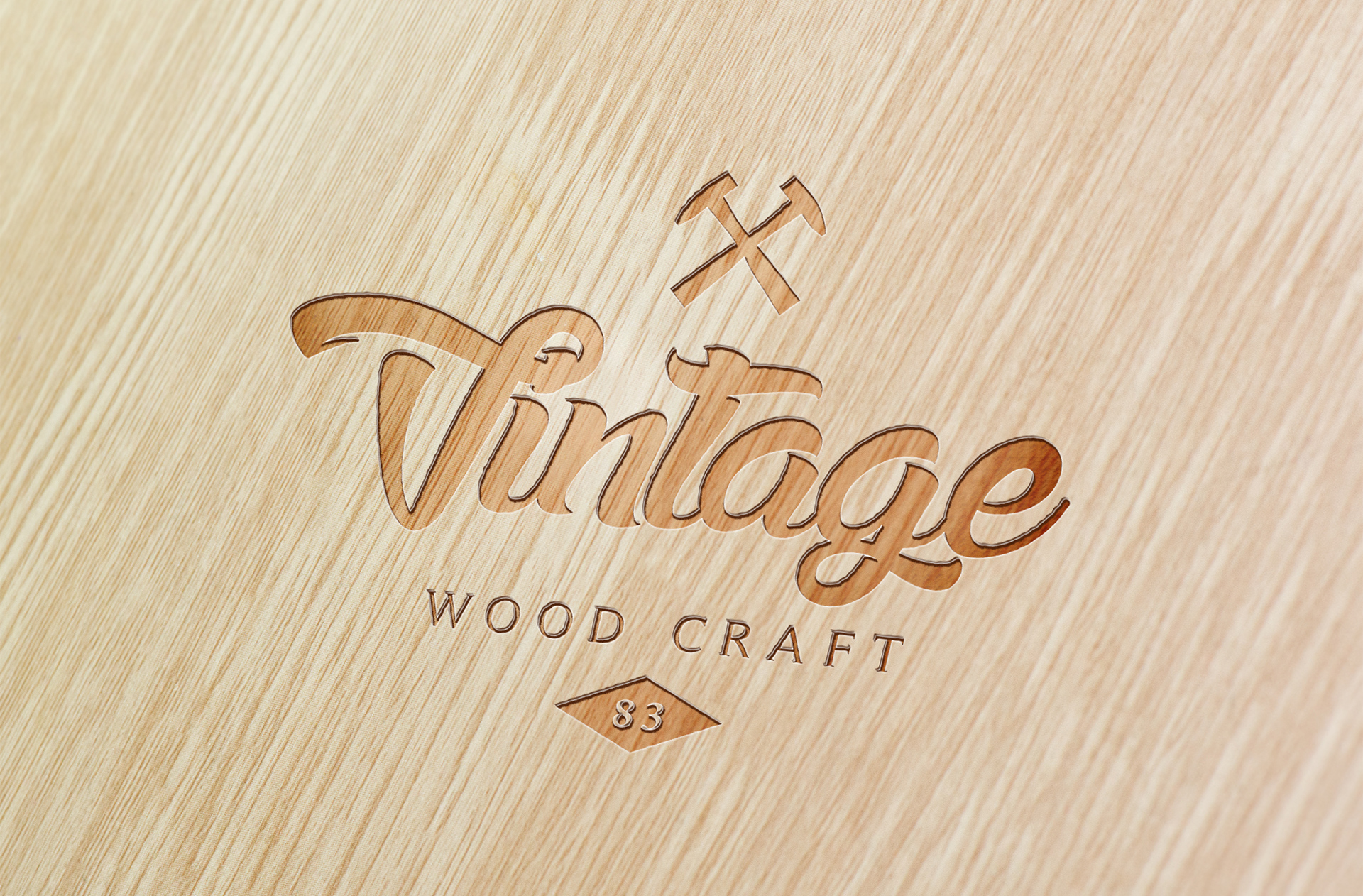 Vintage Wood Craft Logo Mockup – Retro Branding
