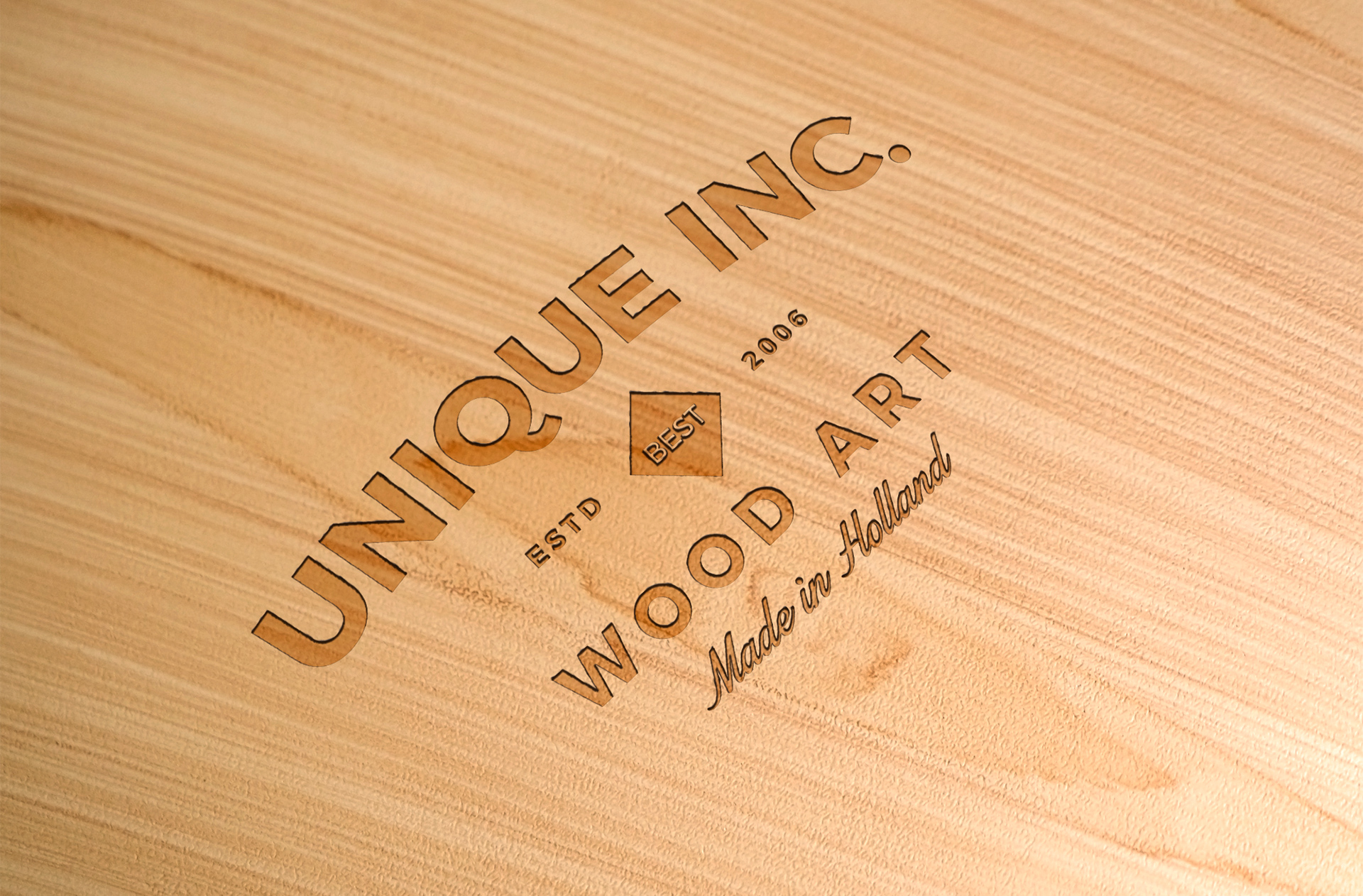 Handcrafted Wood Art Logo Mockup – Elegant Engraving