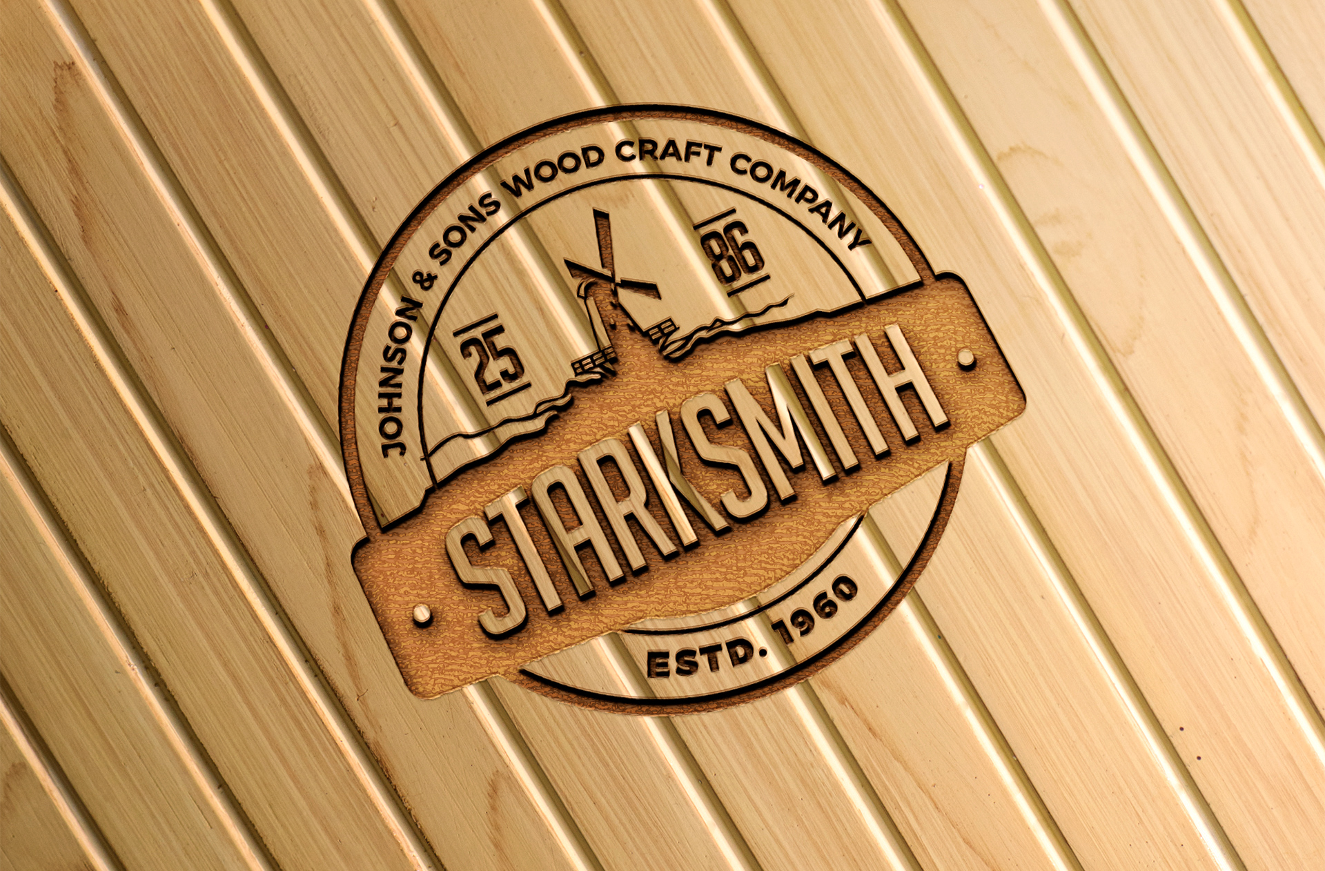 Vintage Wood Craft Logo Mockup – Artisan Design