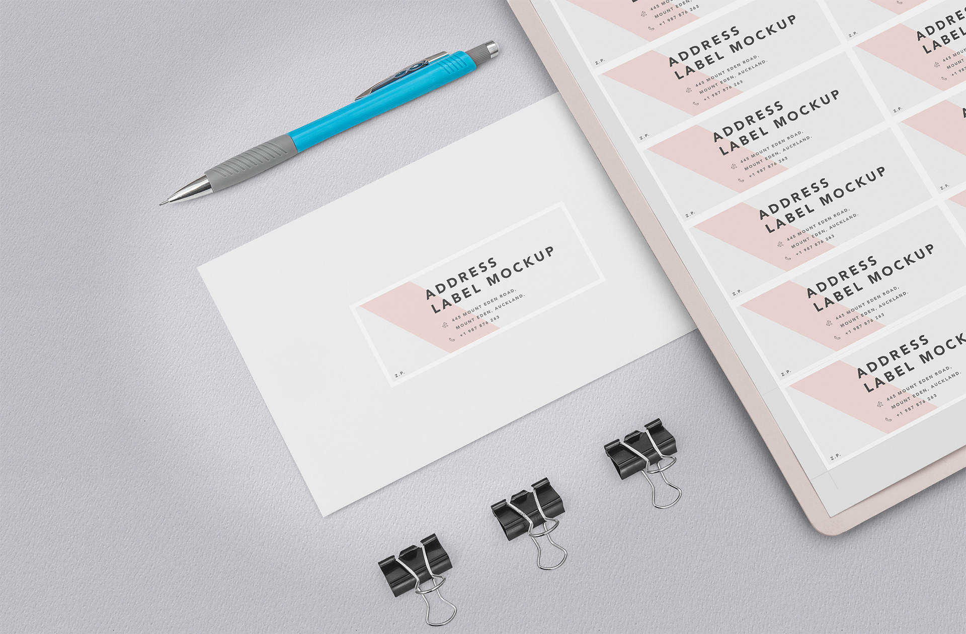 Envelope with Address Label Mockup