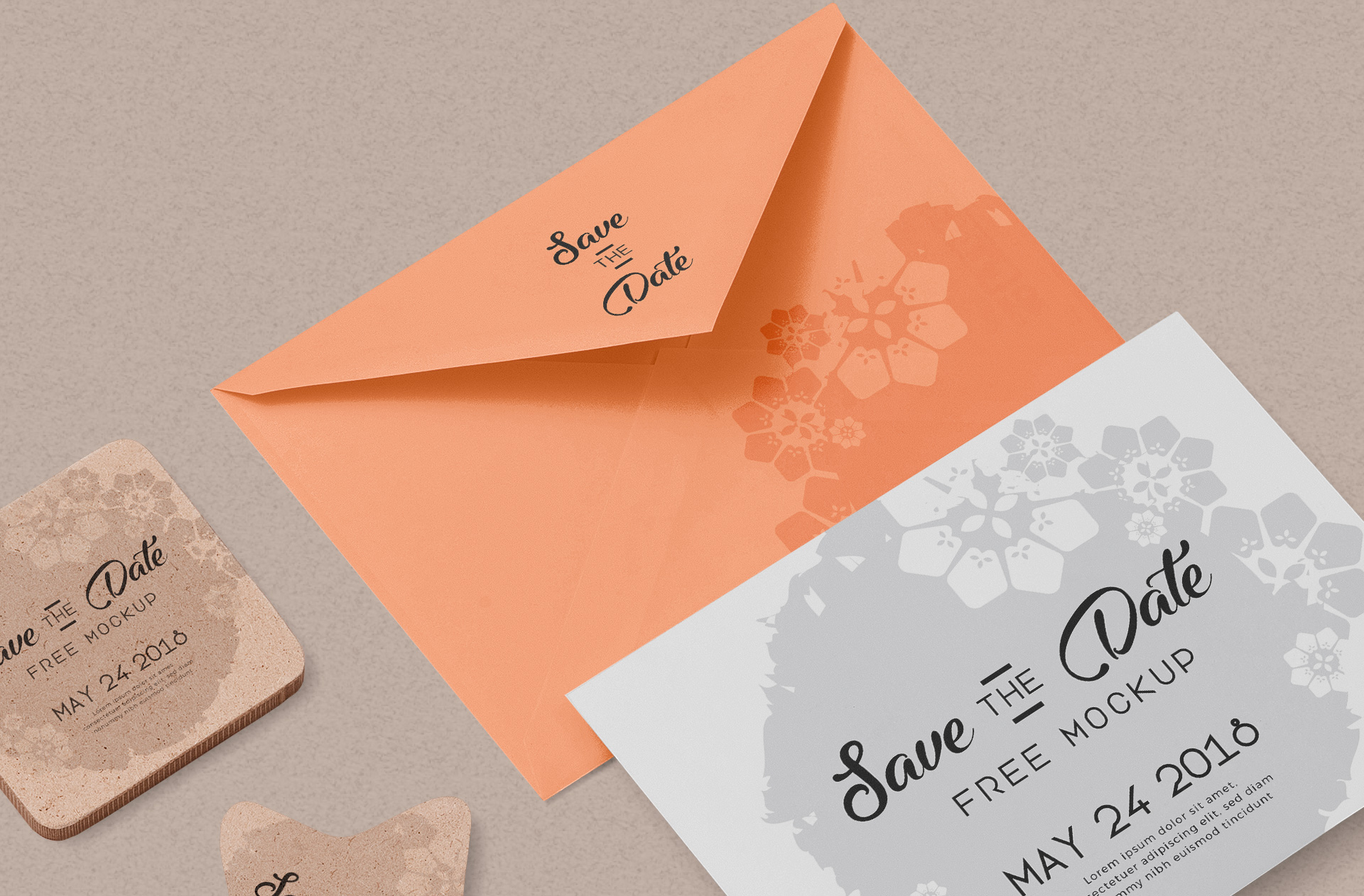 coral envelope with matching card