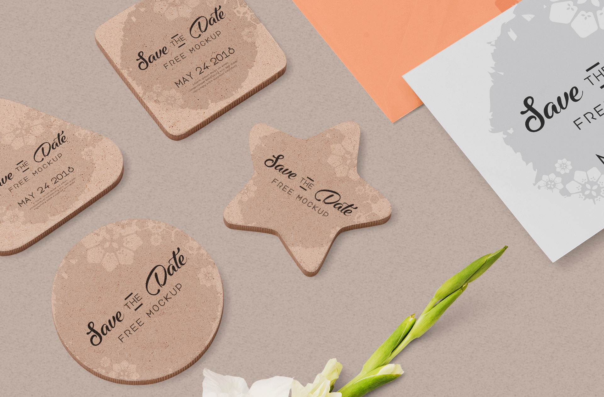 coral envelope with matching card