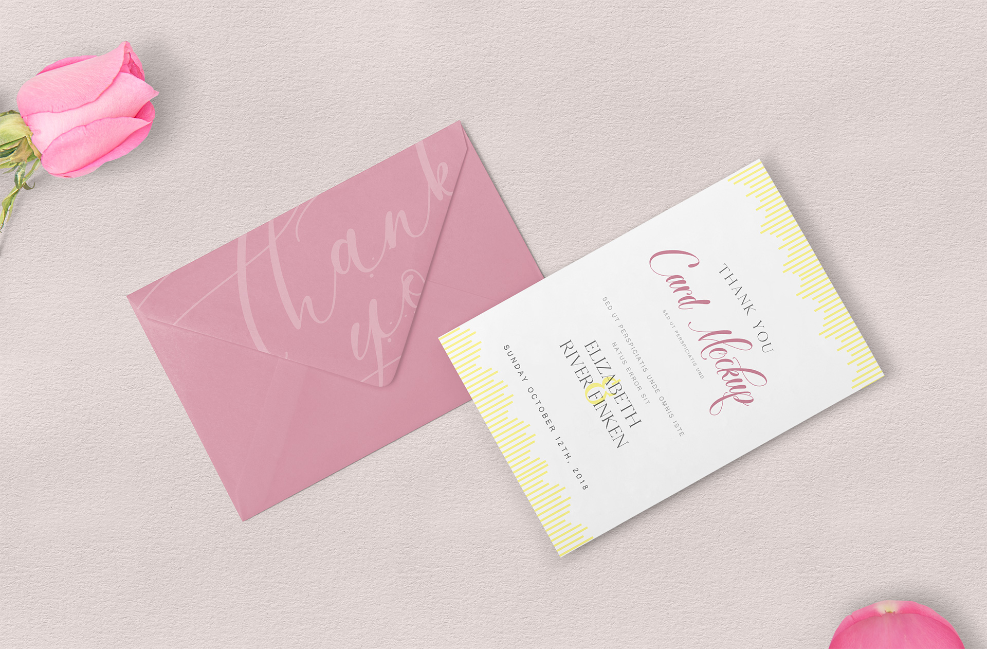 Elegant Thank You Card Mockup with Envelope