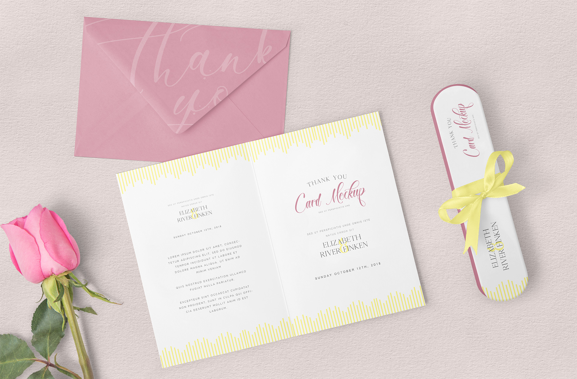 Folded Thank You Card Mockup with Elegant Design