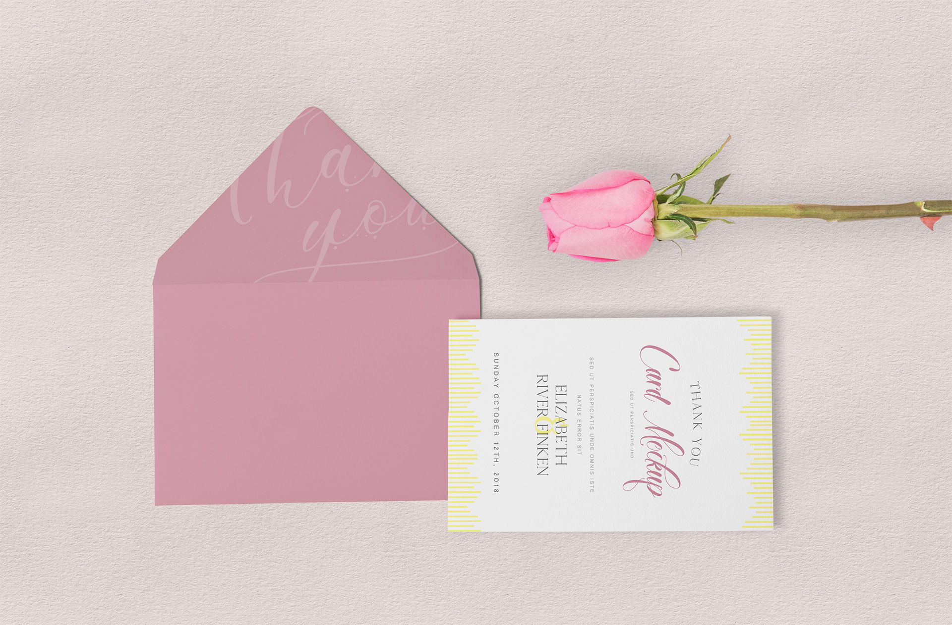 Minimalist Thank You Card Mockup with Envelope