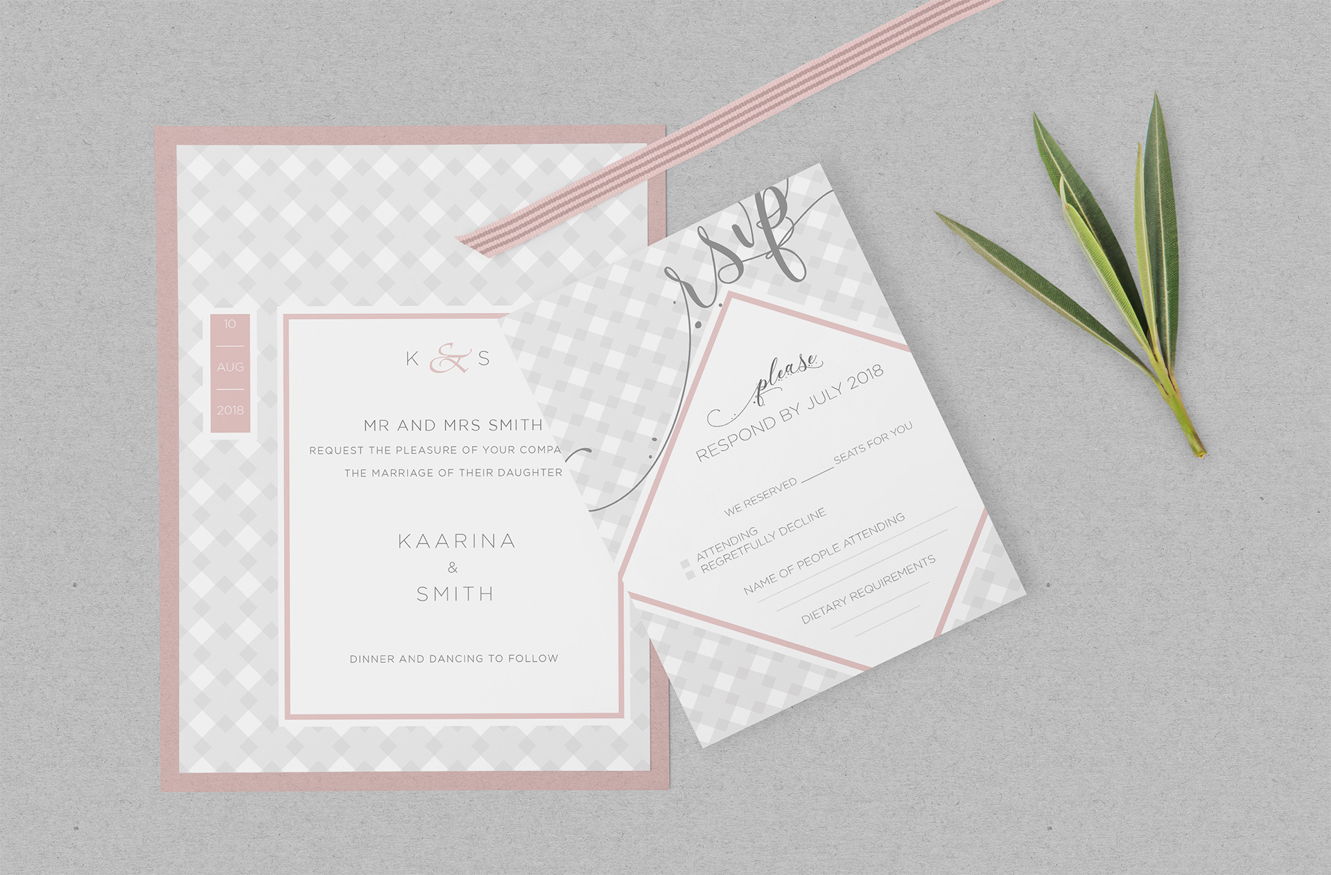 Minimalist Wedding Invitation Mockup Set