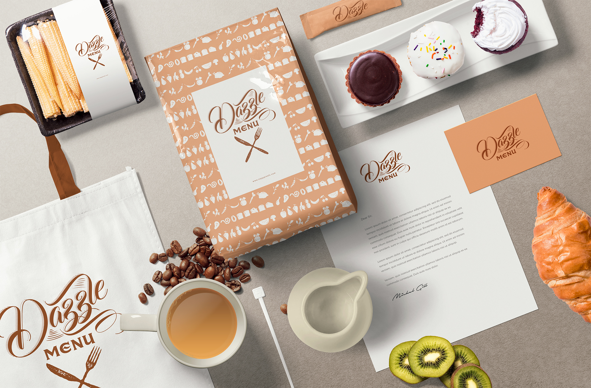 Elegant Coffee Shop Branding Mockup Scene