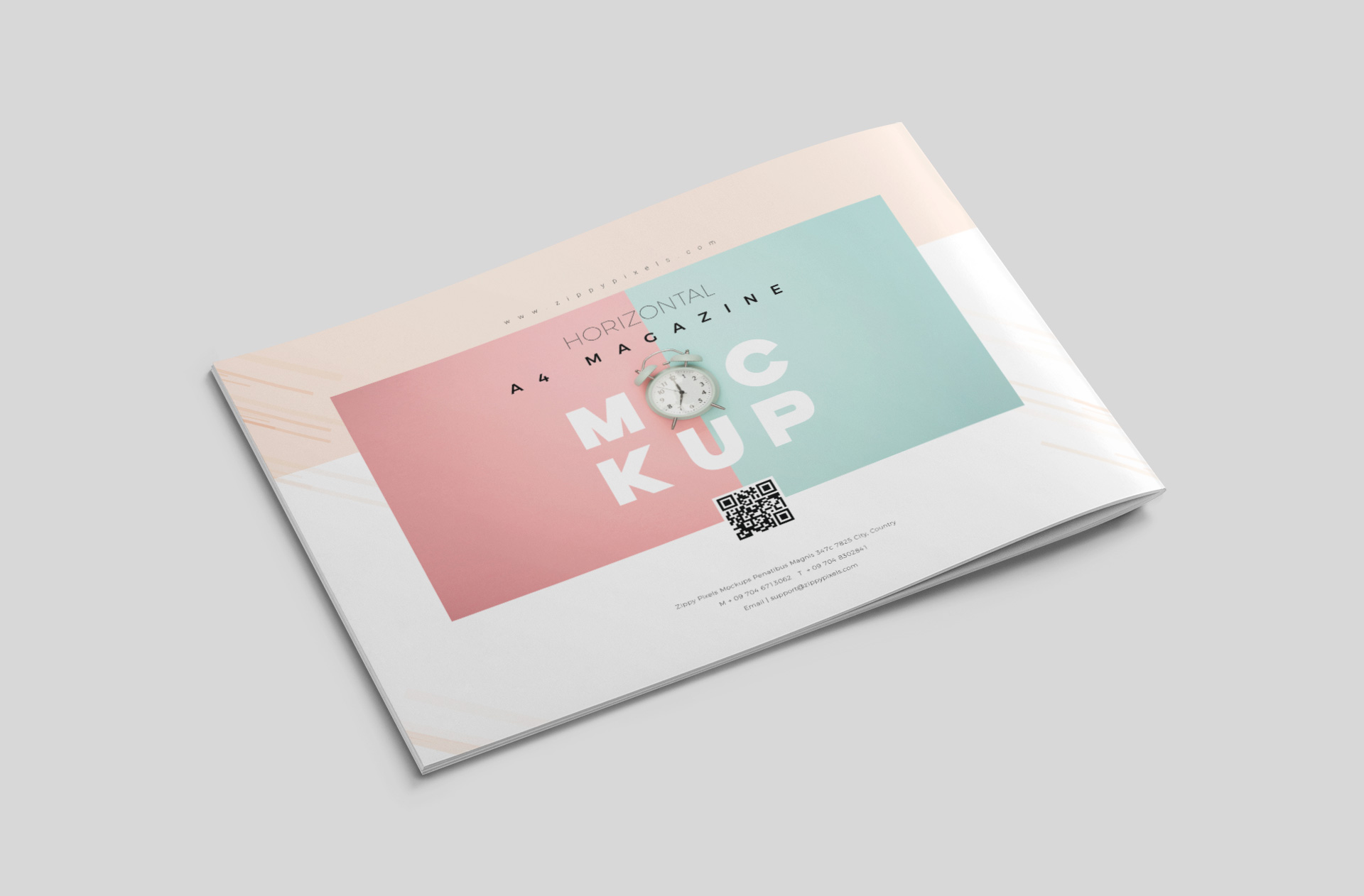 Realistic A4 Magazine Mockup Curved Softcover