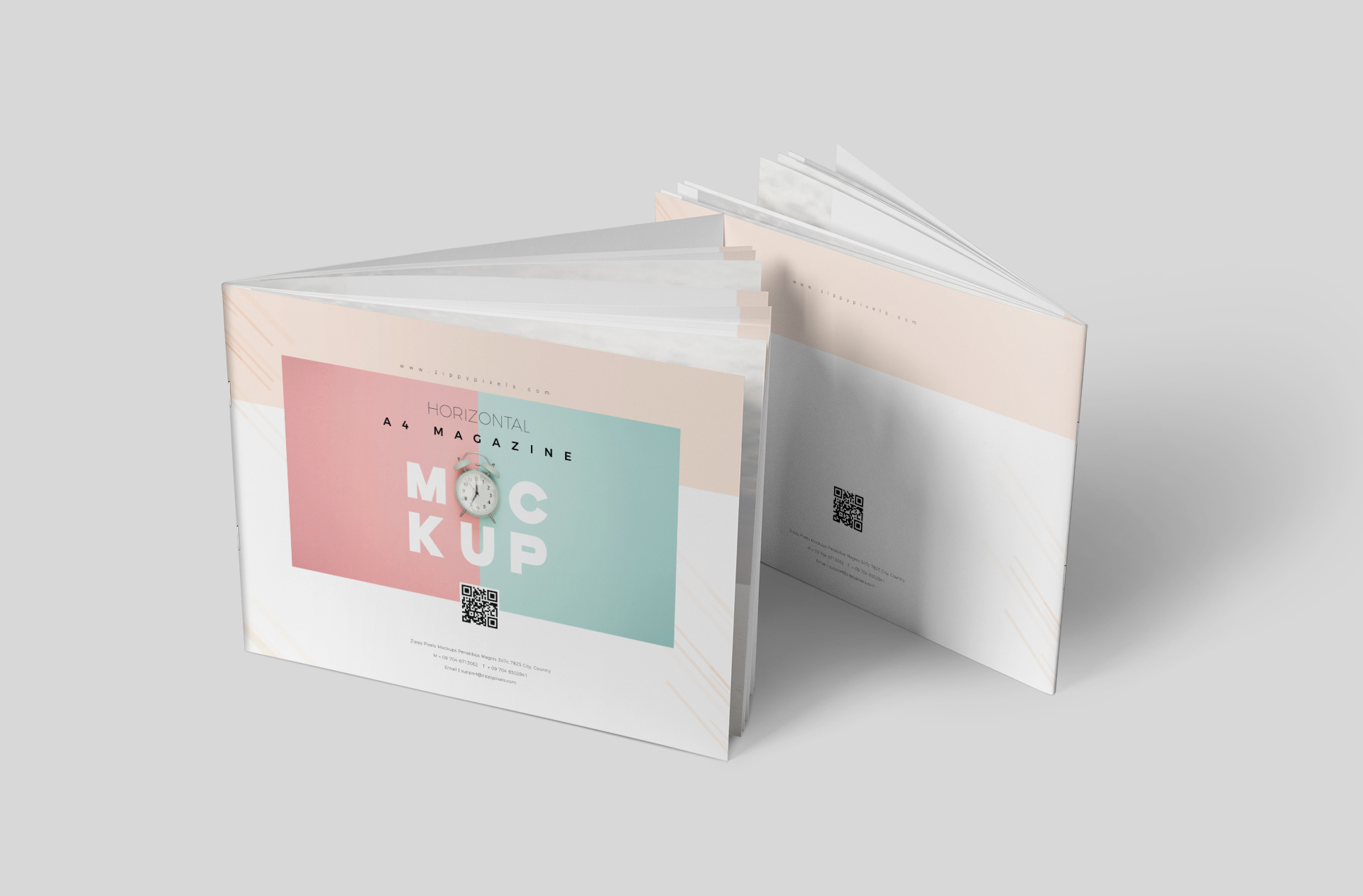 Thick A4 Landscape Magazine Mockup Multi-Page
