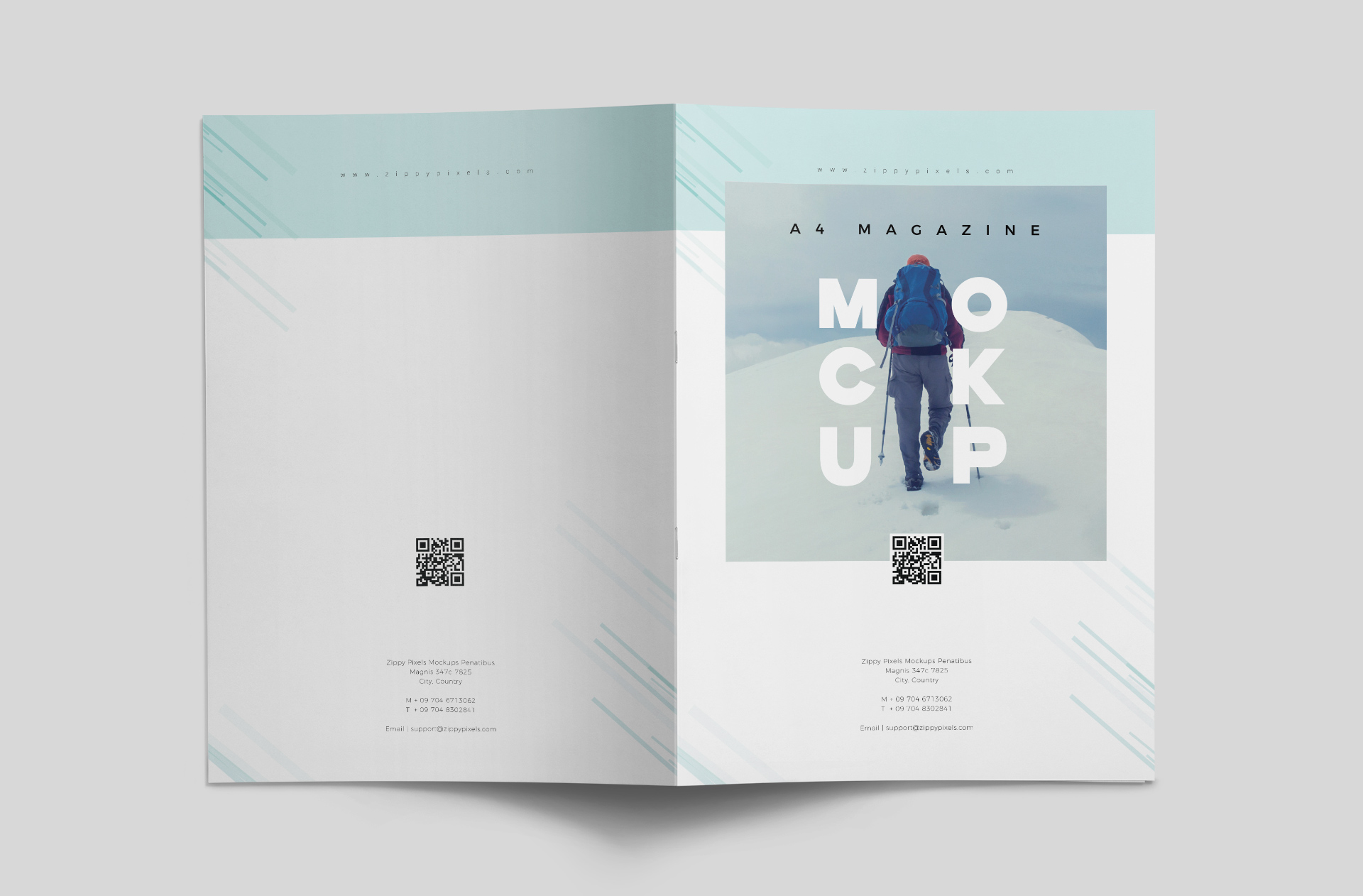 A4 Magazine Mockup Front & Back Cover Display