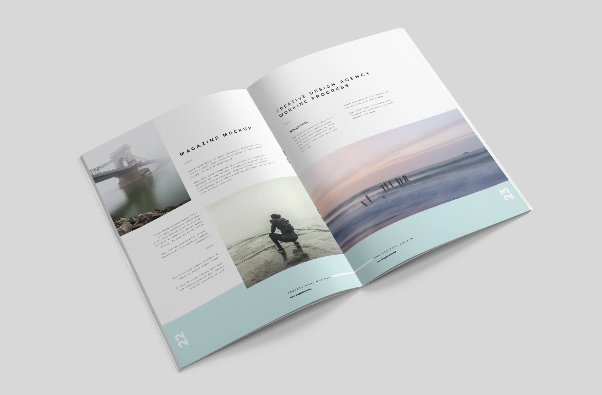 Angled Open A4 Magazine Mockup Realistic View