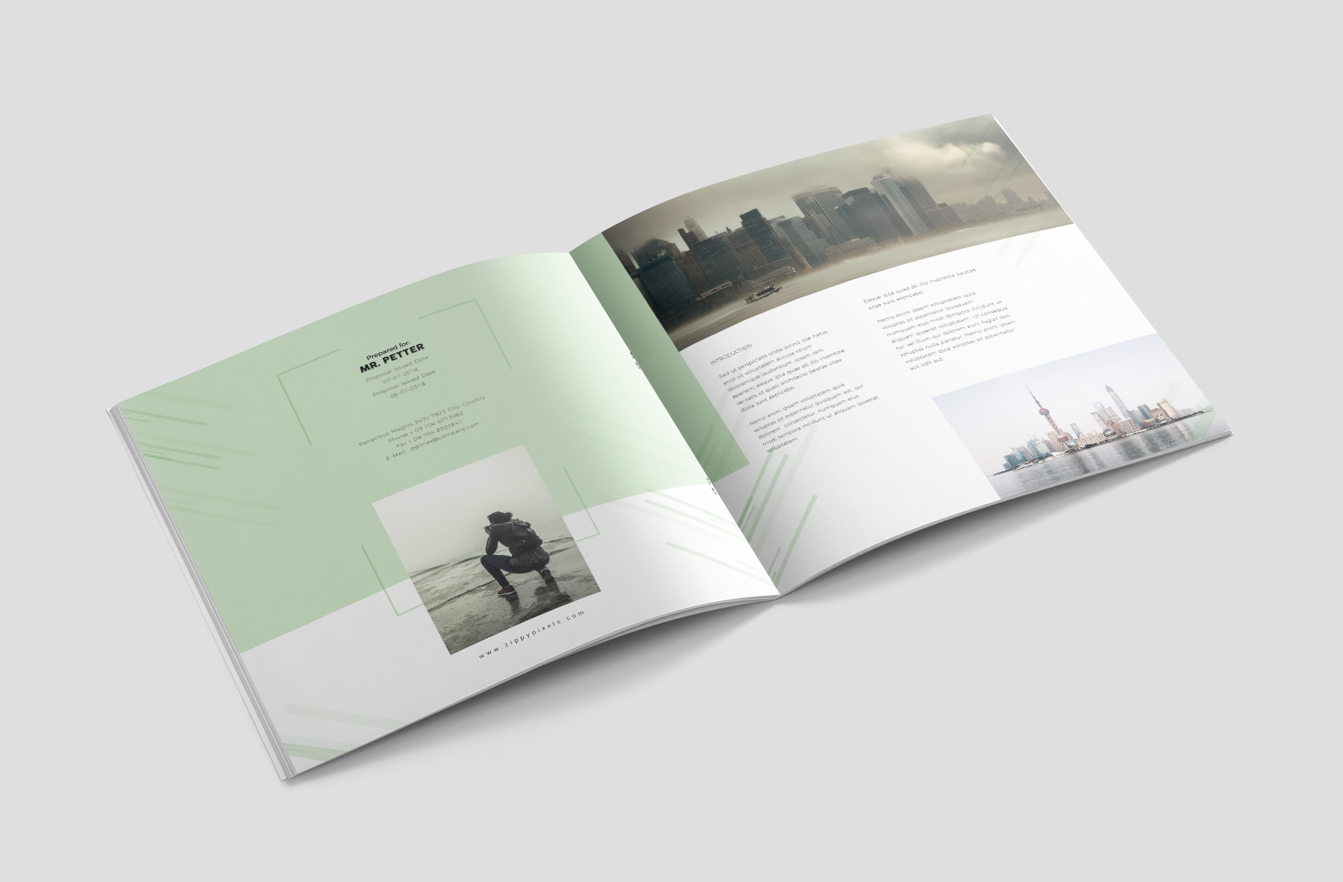 Square Magazine Mockup Angled Open Spread