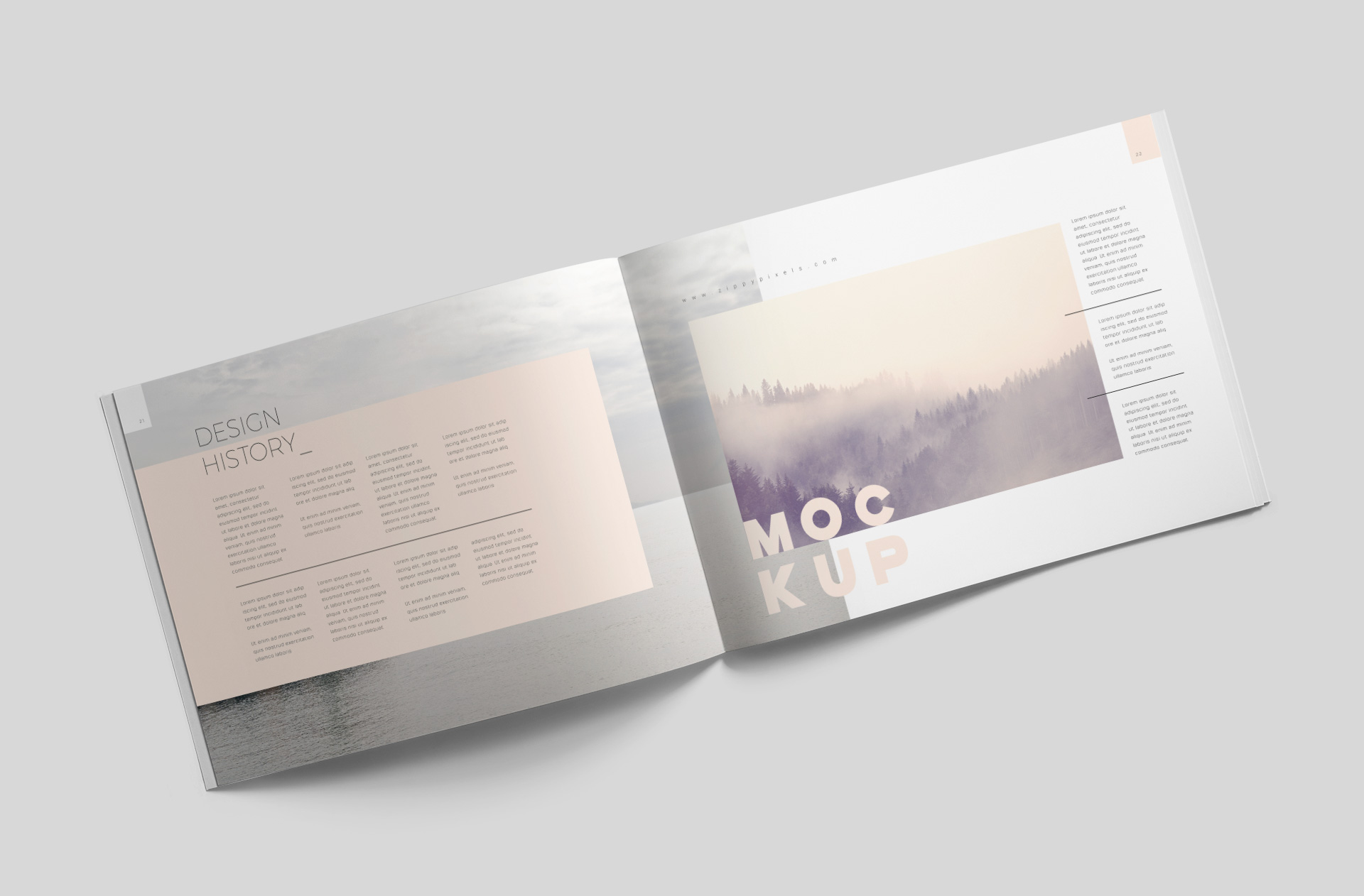 Angled Open A4 Magazine Mockup Double Spread