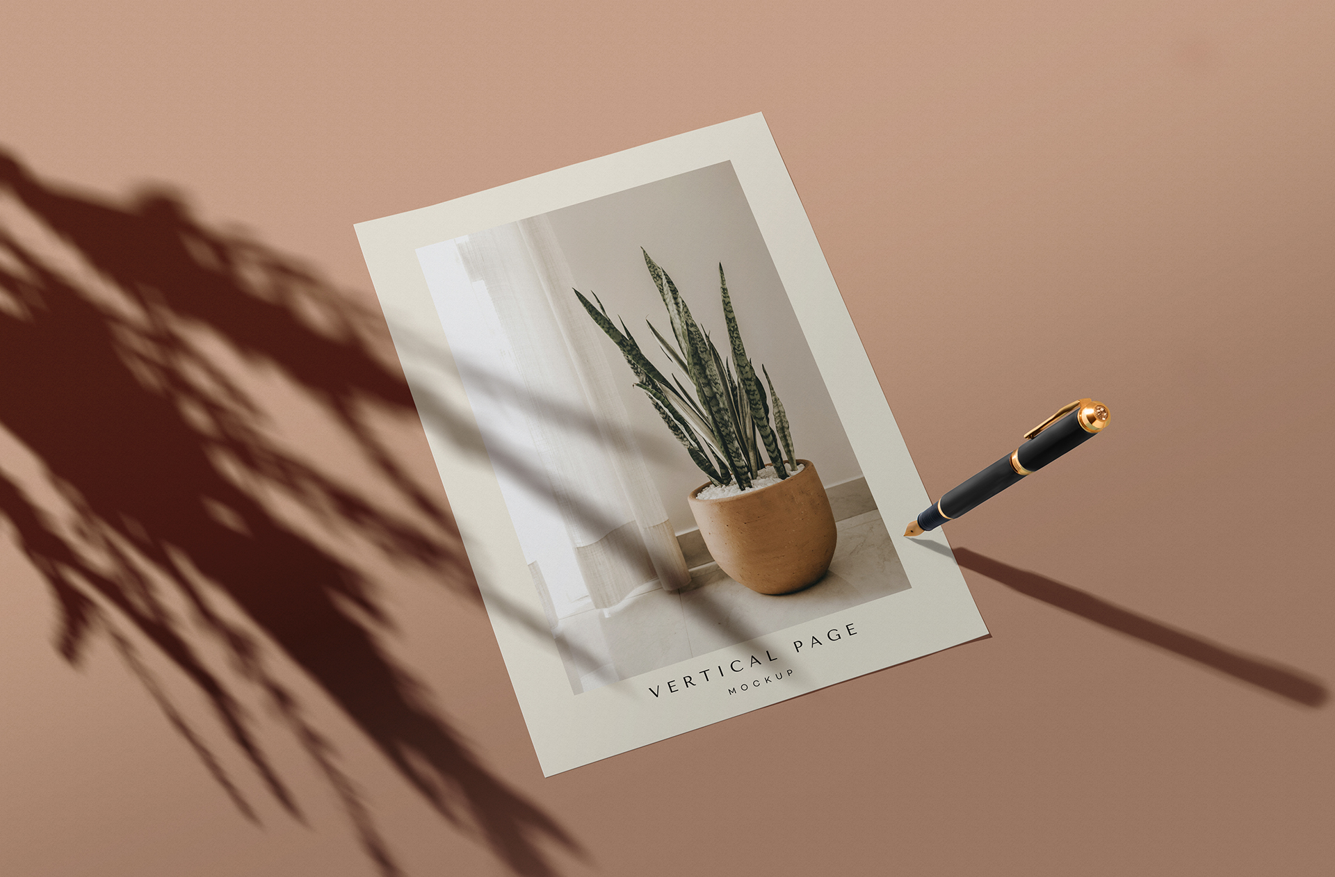 Vertical Stationery Paper Mockup with Elegant Shadows