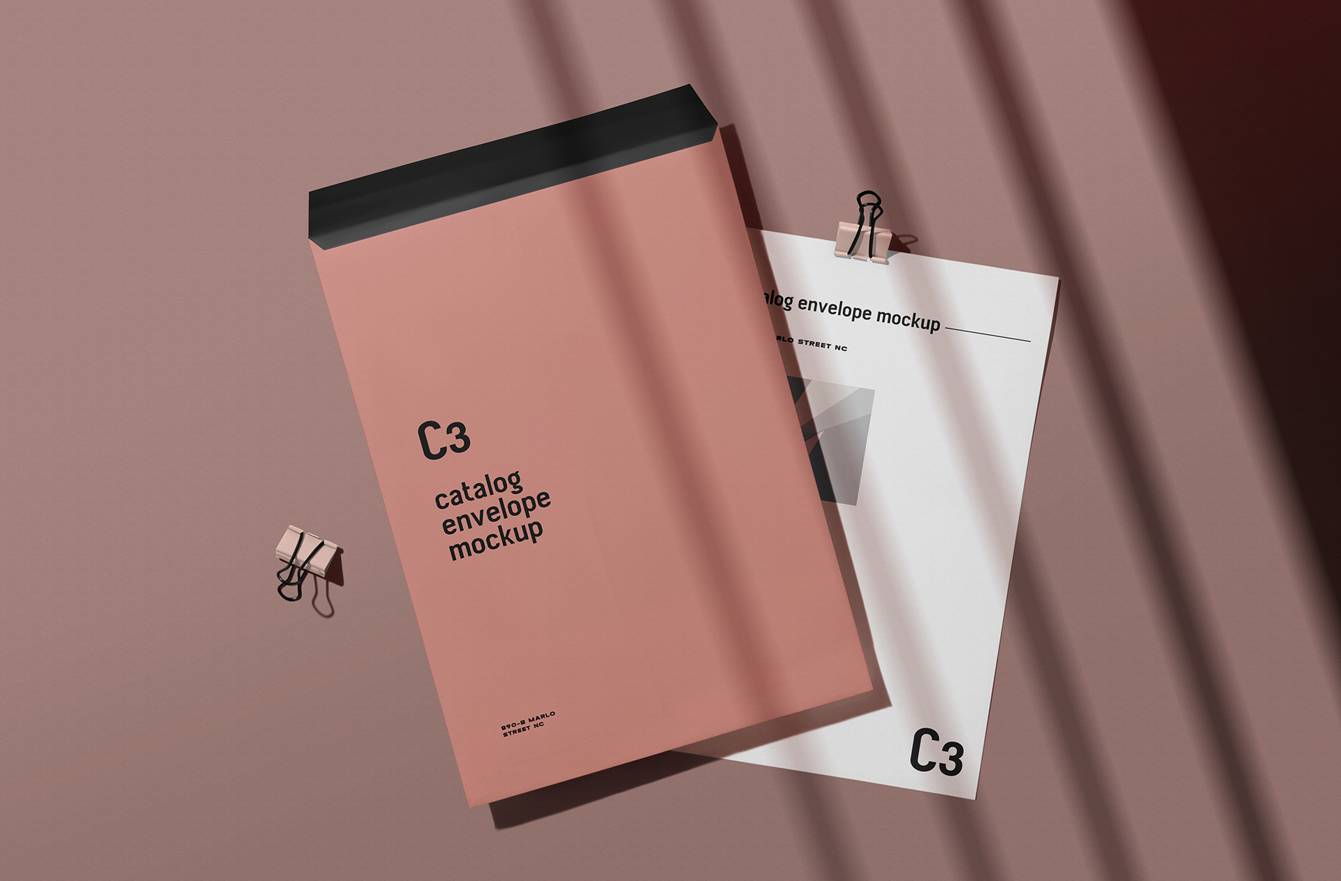 Floating C3 Catalog Envelope Mockup with Elegant Shadows