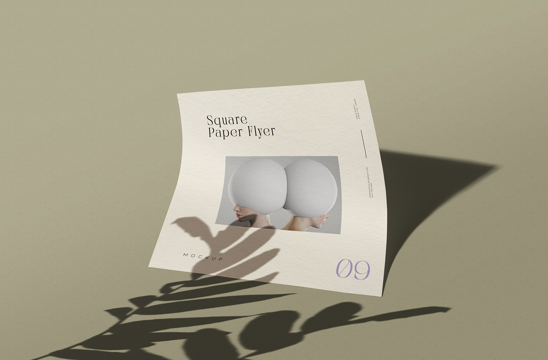 Elegant Square Paper Flyer Mockup with Folded Effect