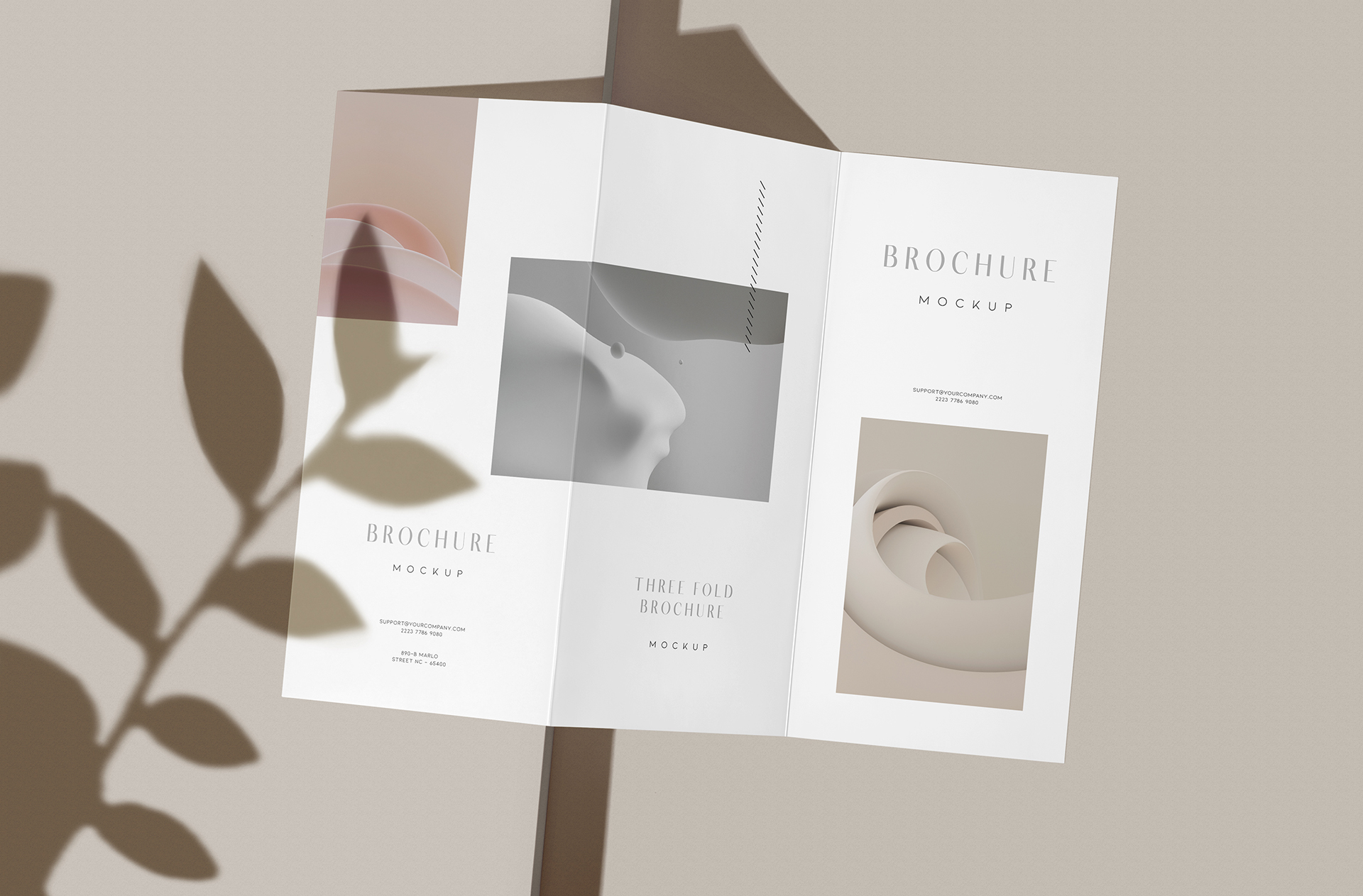 Realistic Three-Fold Brochure Mockup with Clean Layout