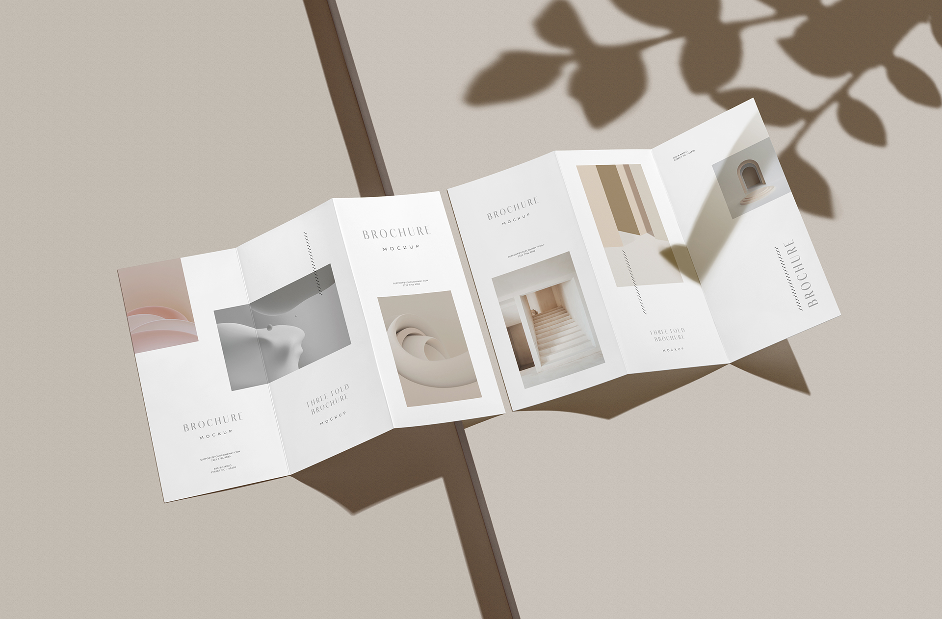 Modern Tri-Fold Brochure Mockup with Realistic Shadows