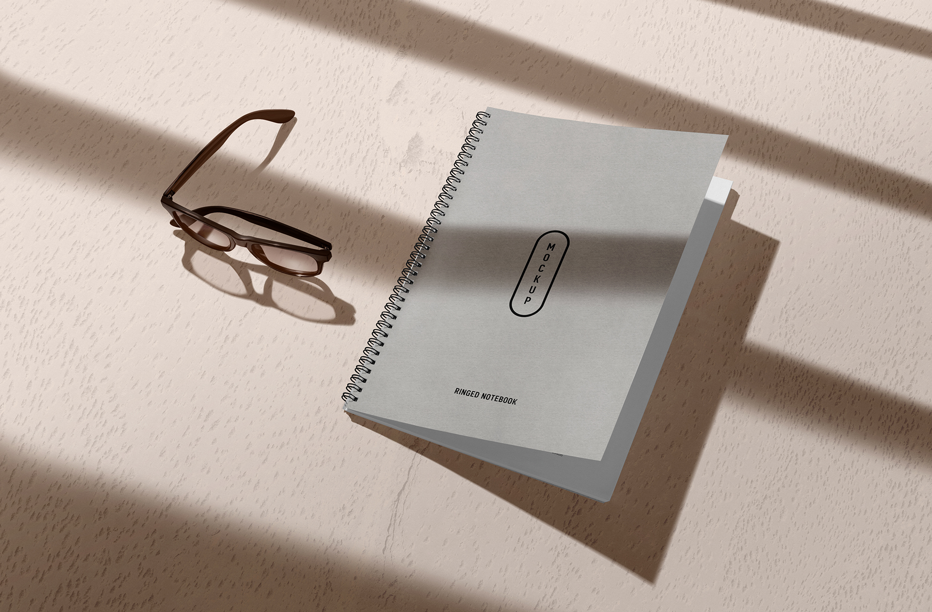 Realistic Spiral Notebook Mockup with Open Pages