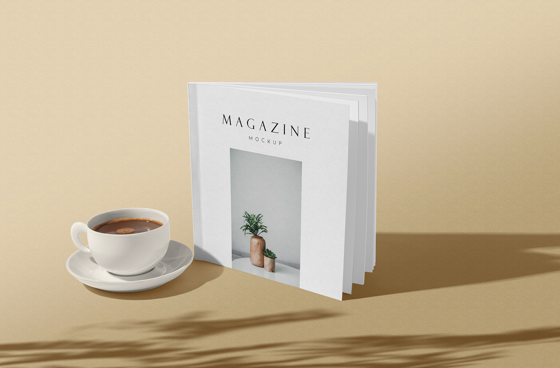 Modern Square Magazine Mockup with Open Spread