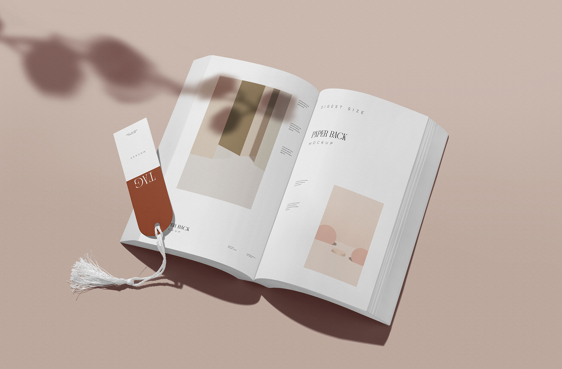 Open Paperback Book Mockup with Bookmark