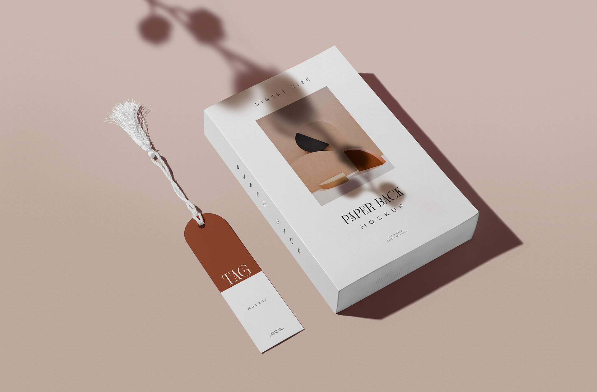 Floating Softcover Book Mockup with Tag