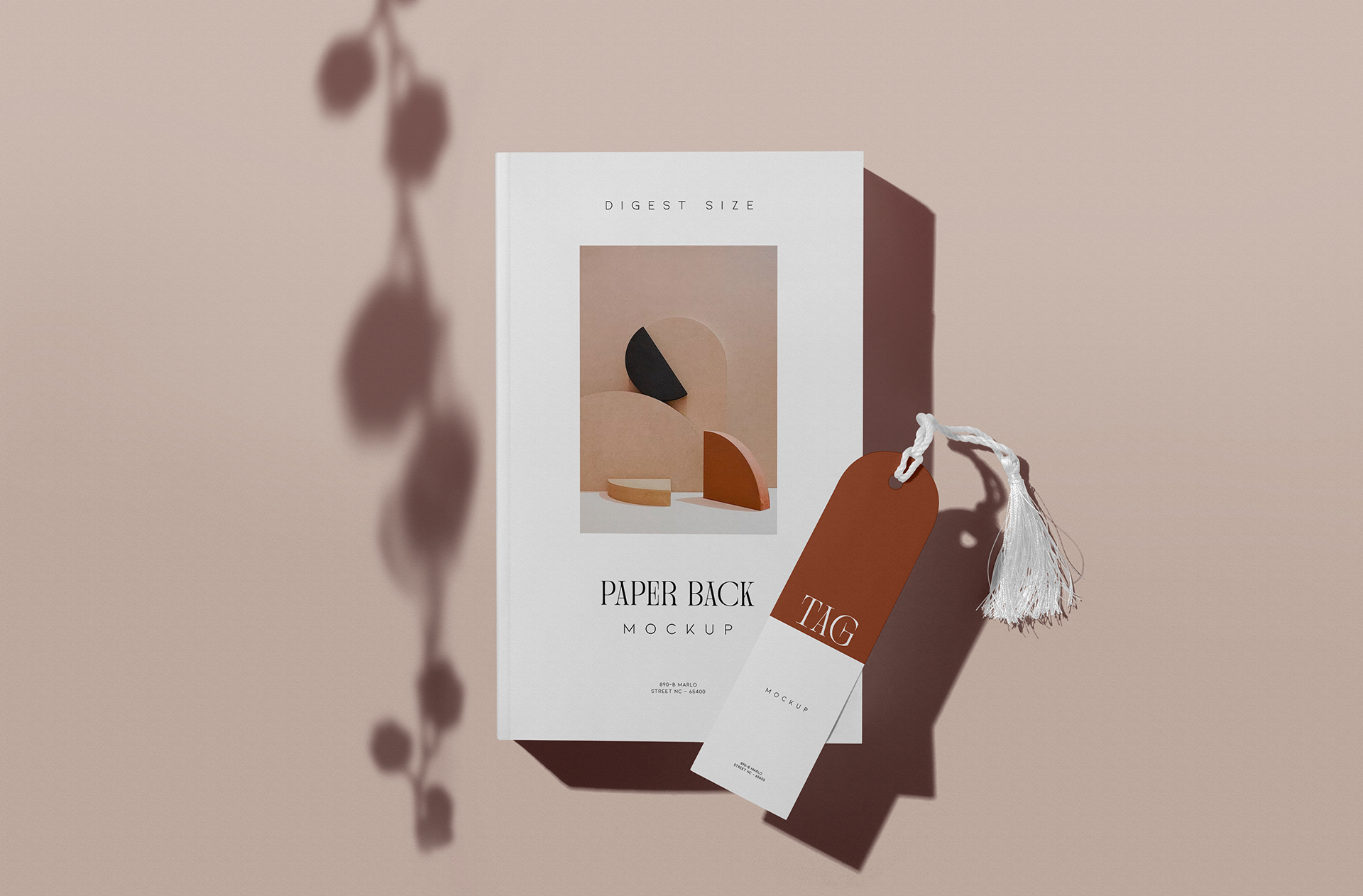 Minimalist Paperback Book Mockup with Bookmark