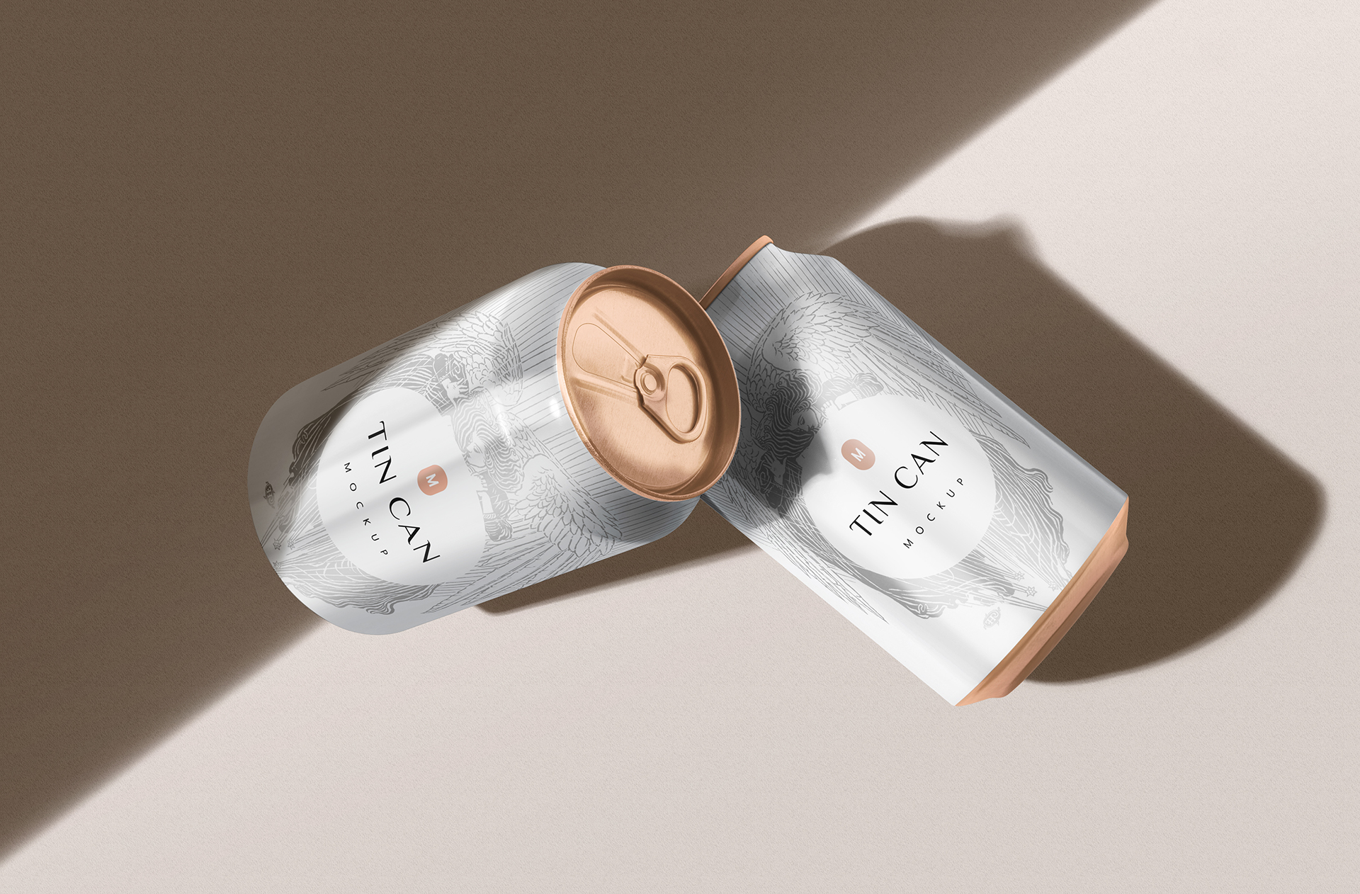 Premium Tin Can Mockup with Open & Tilted Design