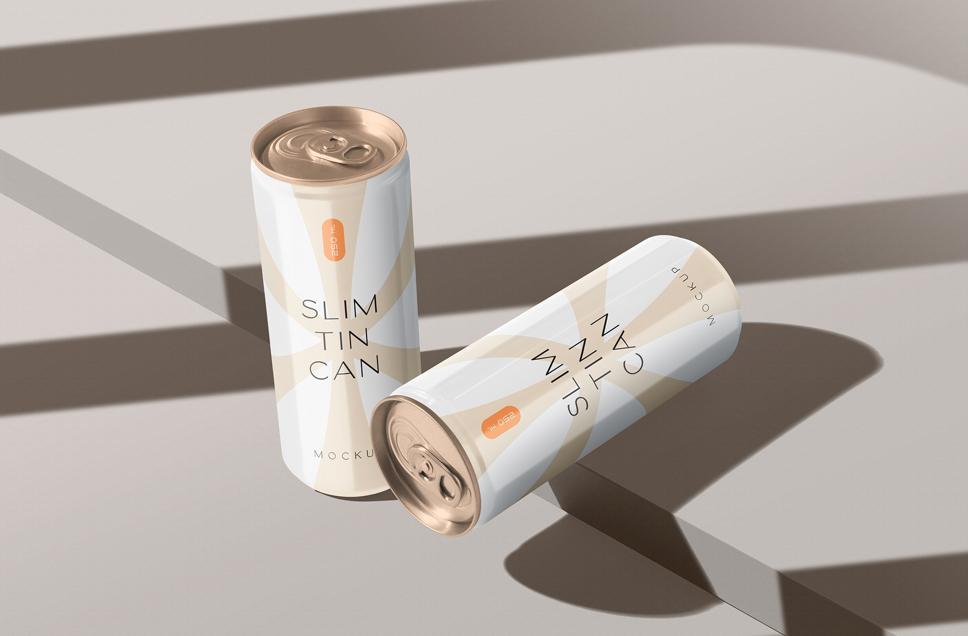 Realistic Slim Tin Can Mockup with Floating Design
